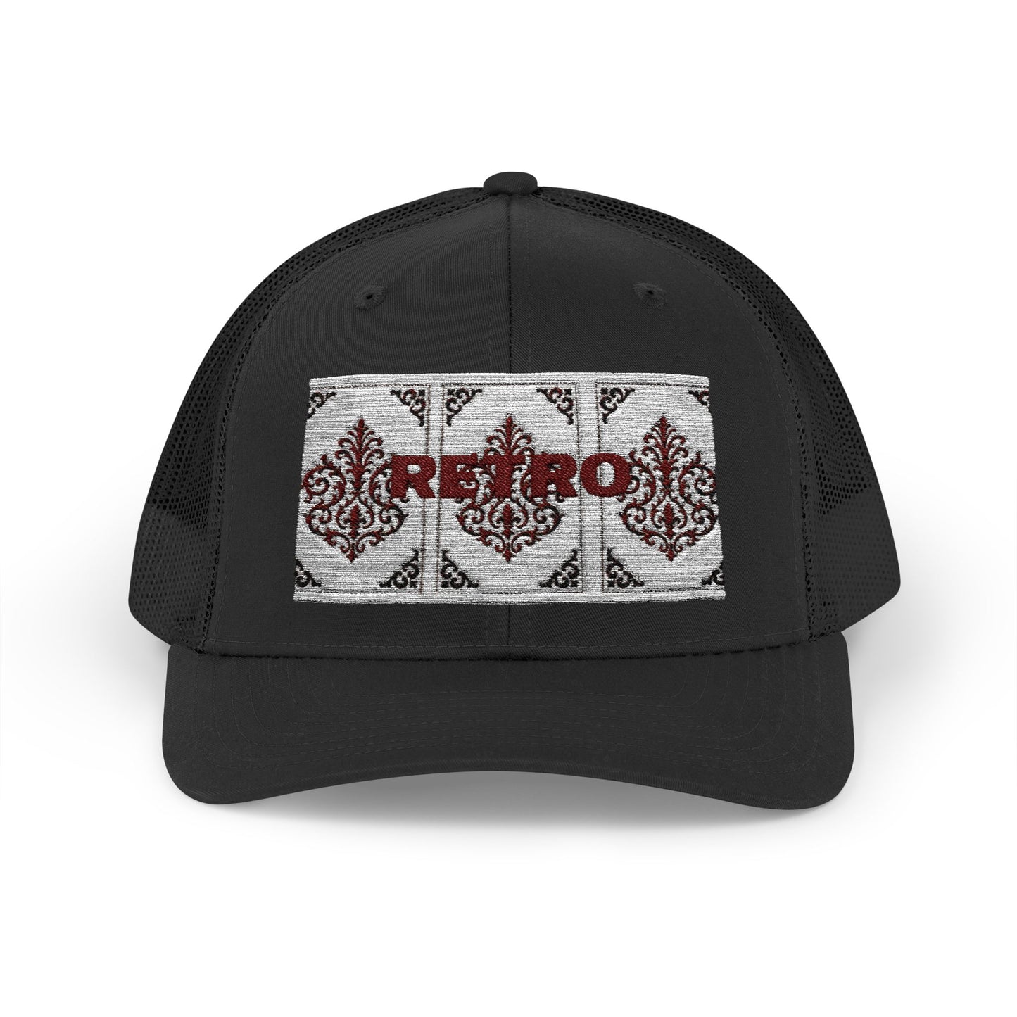 Retro Baroque Trucker Cap — Almond Beige & Brown Snapback