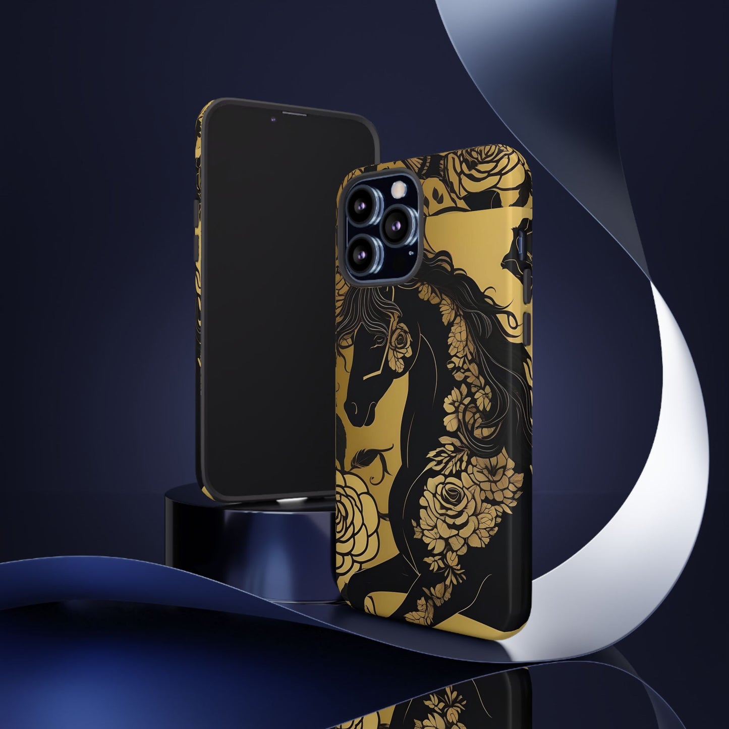 Phone Case - Elegant Horse & Roses Design