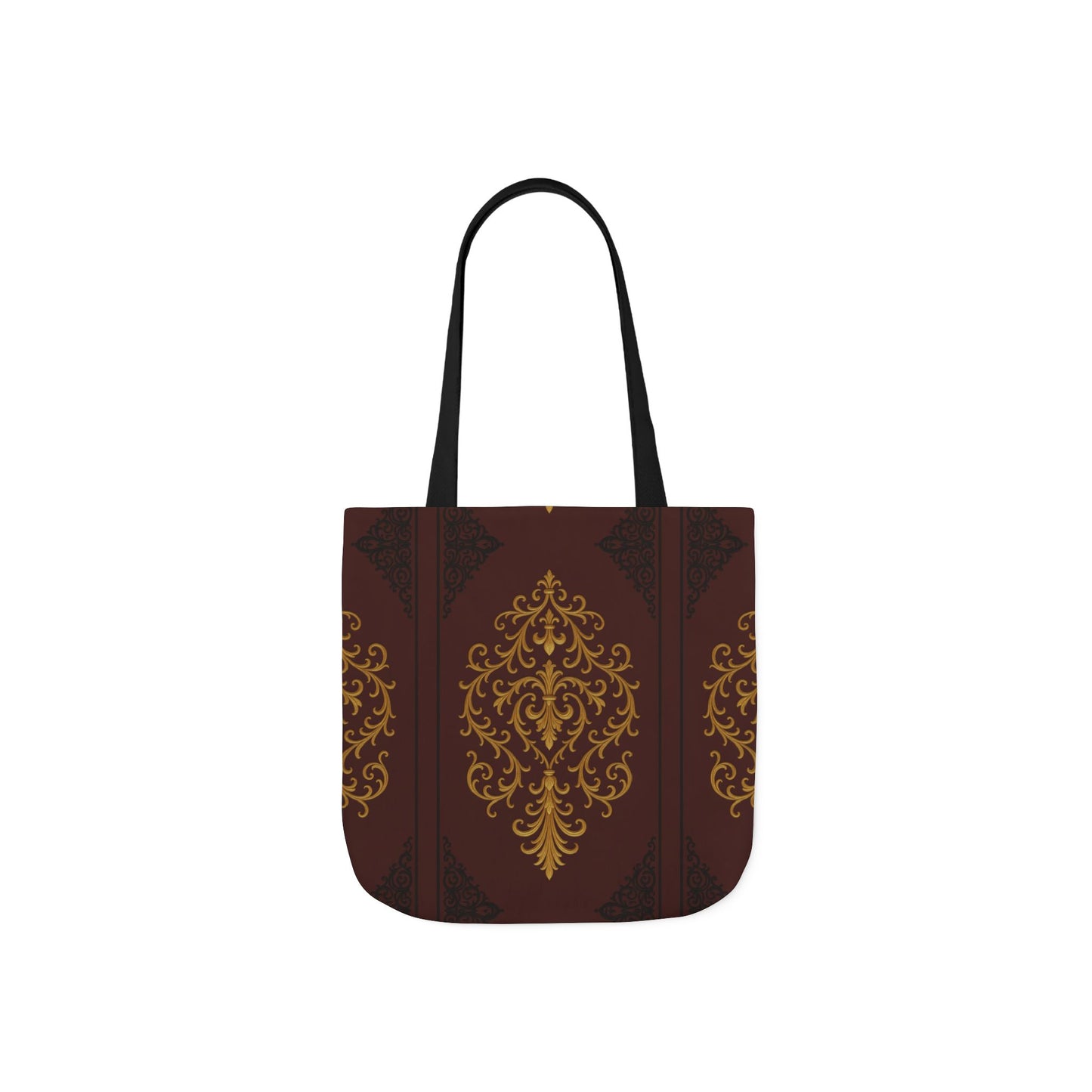 Dusk Burgundy-Black & Gold Baroque Canvas Tote — Vintage Burgundy & Gold Market Bag