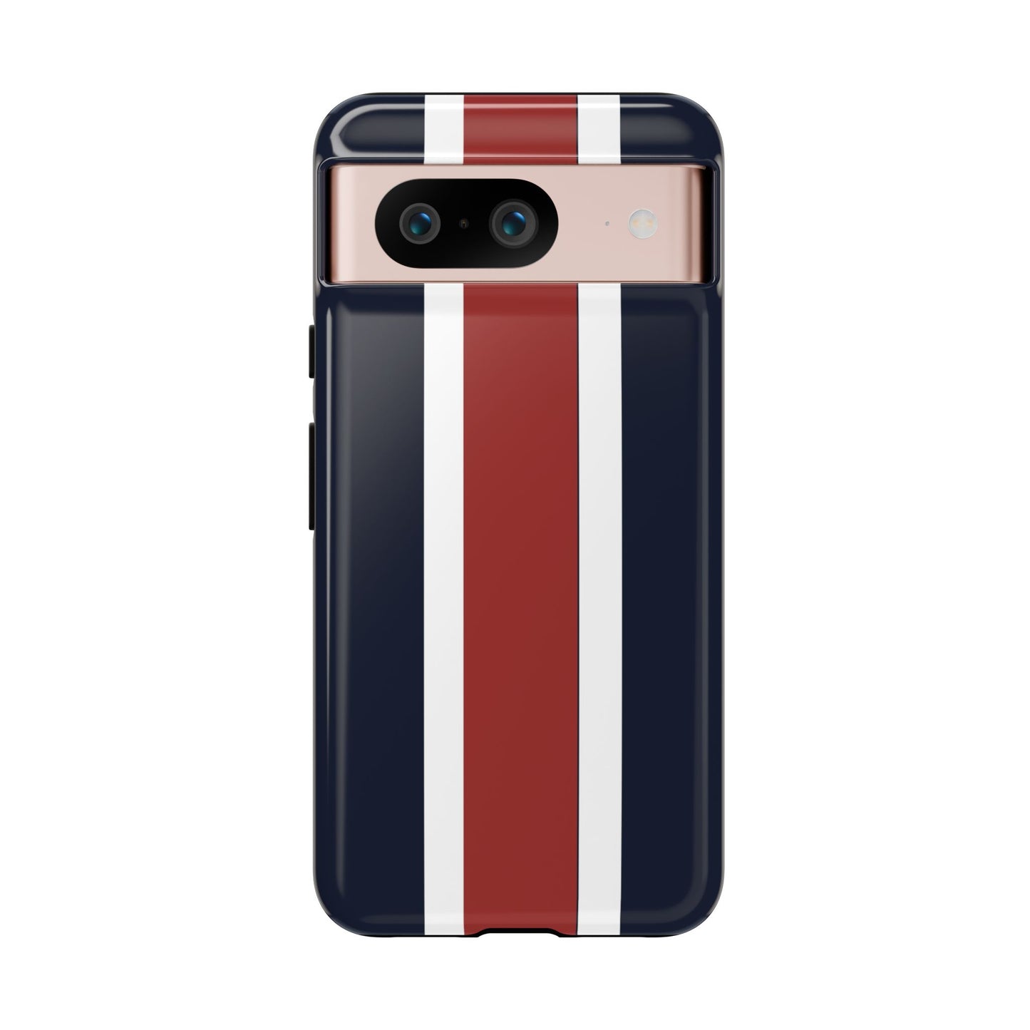 Lunar Midnight & Red-White Striped Stylish Phone Case - Tough Cases, Custom iPhone Cover, Sleek Phone Accessories, Gifts for Him/Her