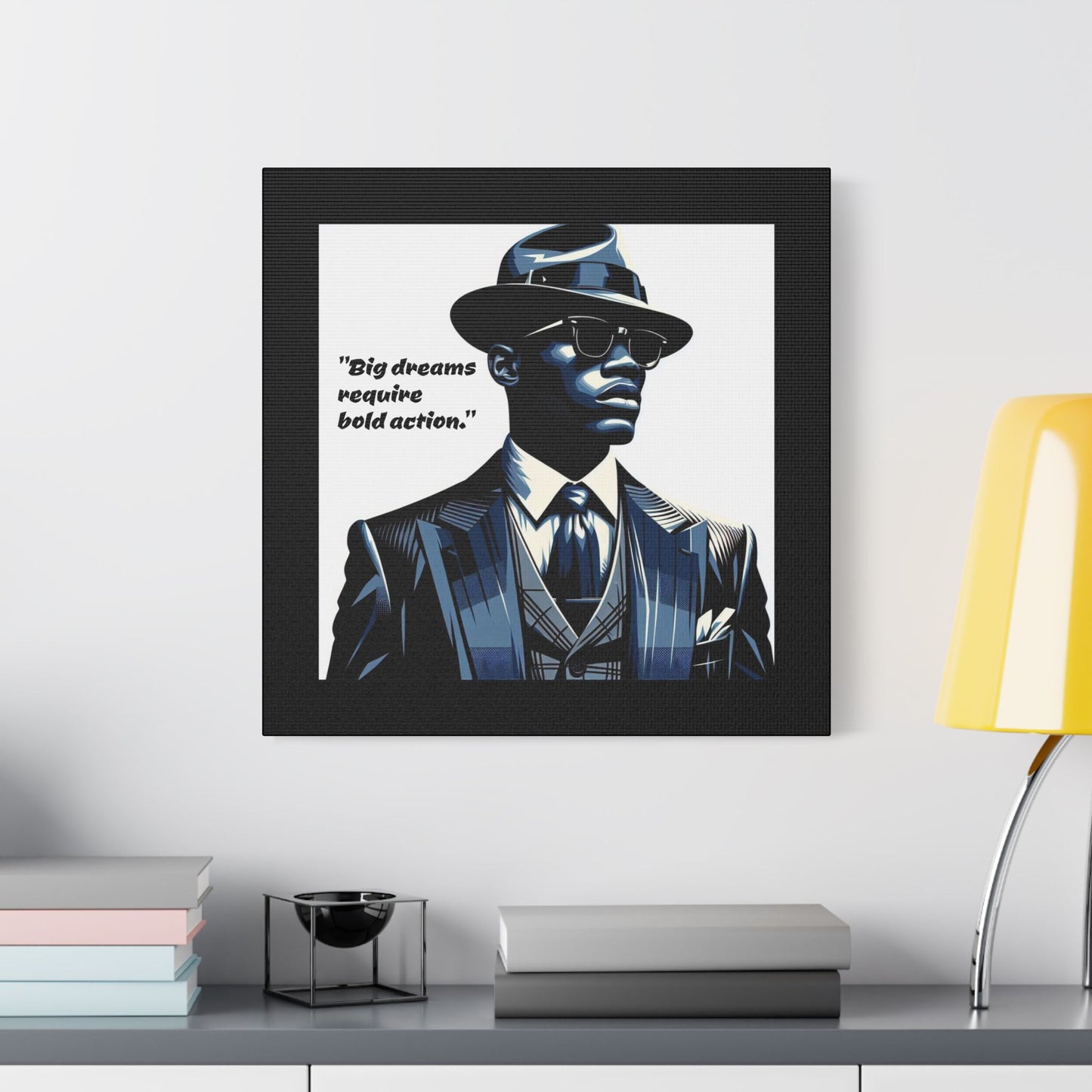 Afro Art Print Canvas, Wall Decor, Satin Stretched Canvas, African American Art, Office Decor, Home Decor - "Big dreams require bold action."