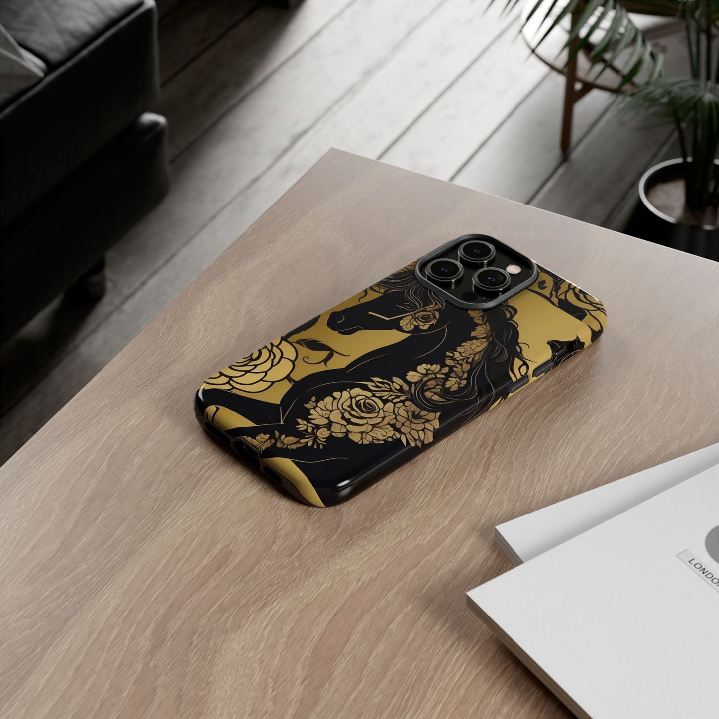 Phone Case - Elegant Horse & Roses Design