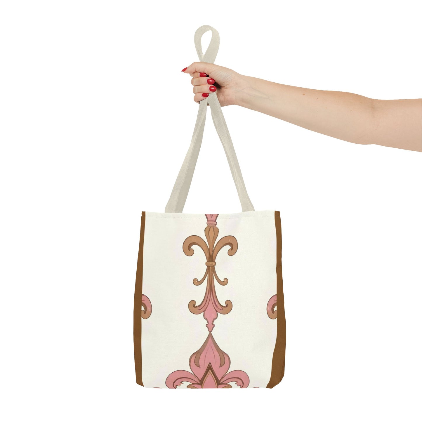 Elegant Floral Tote Bag - Perfect for Everyday Use, Shopping, Gifts, Summer Outings, and Special Occasions - Brown Striped Pink Arabesque