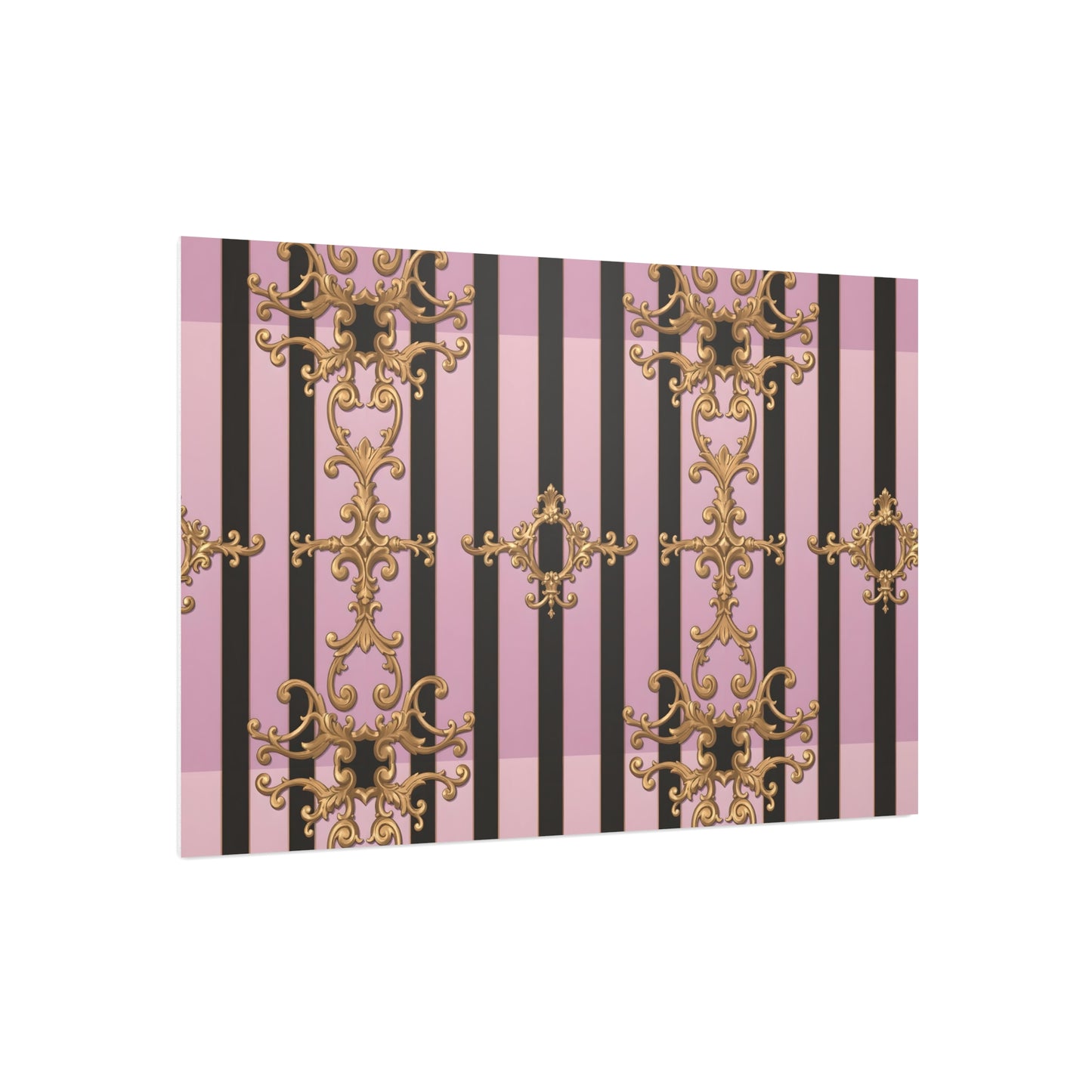 Elegant Decorative Foam Board | Wall Art, Home Decor, Office Accent, Gift Idea, Event Decoration - Lavender Ombre Striped Gold Baroque