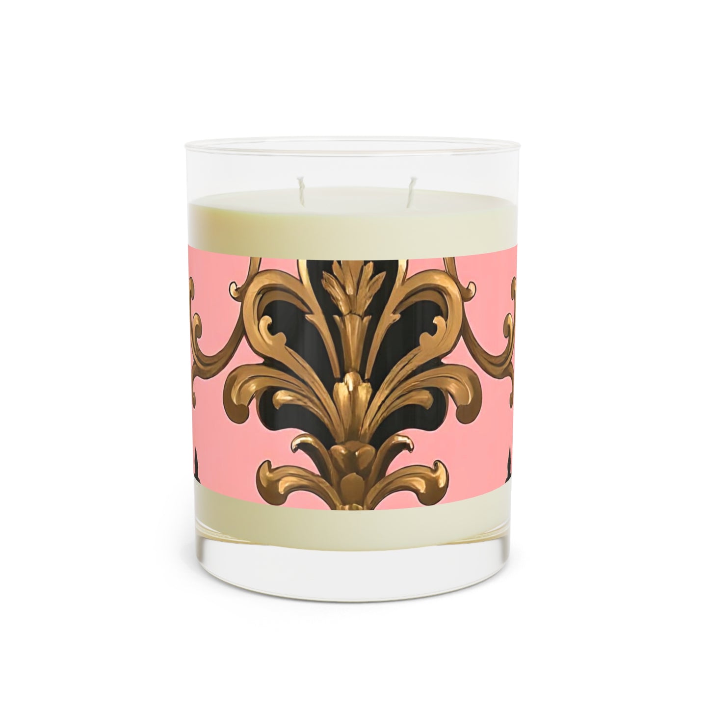 Elegant Floral Scented Candle - Home Decor, Gift for Her, Relaxation, Birthday Present, Aromatherapy - Pink, Black & Gold Rococo