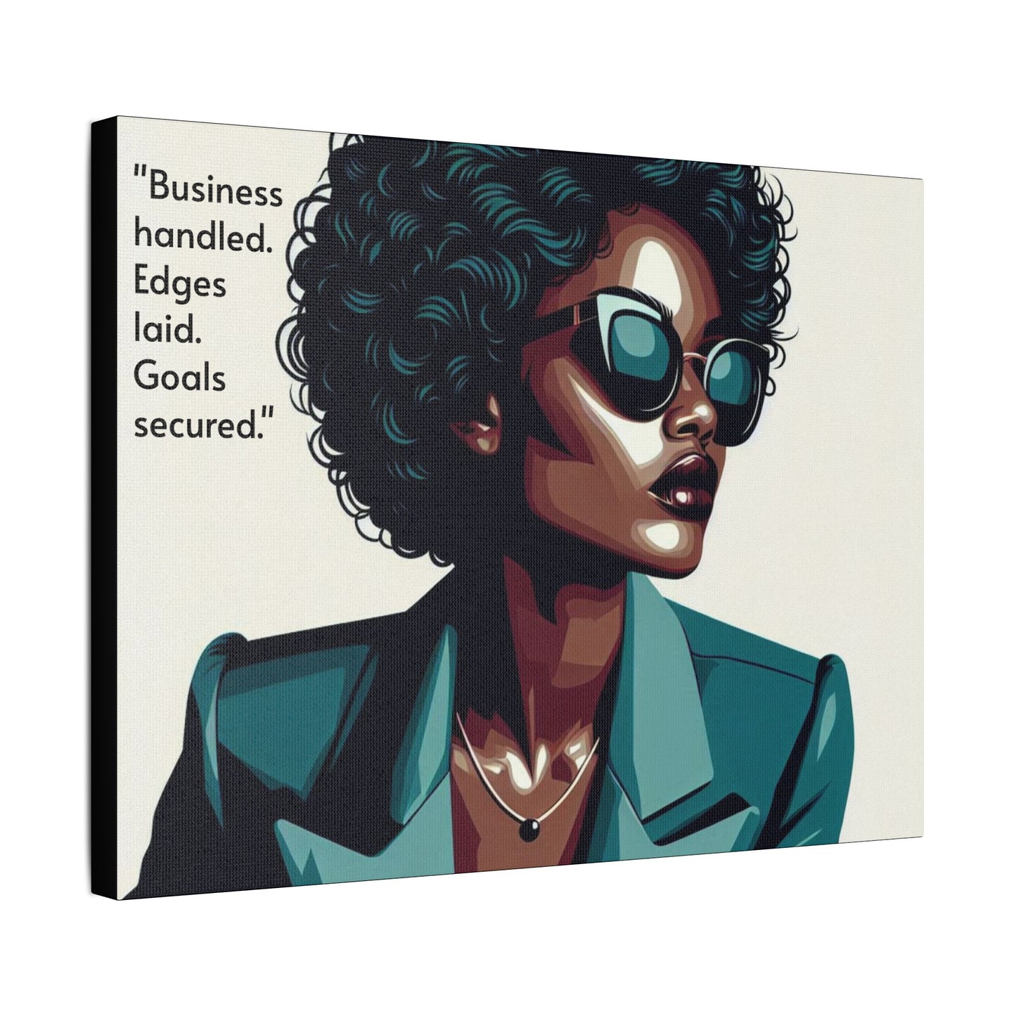 Afro Art Print Canvas, Wall Decor, Satin Stretched Canvas, African American Art, Office Decor, Home Decor - "Business handled."