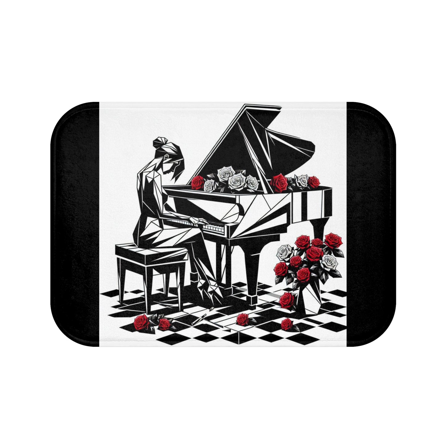 Elegant Piano Roses Bath Mat - Stylish Bathroom Decor