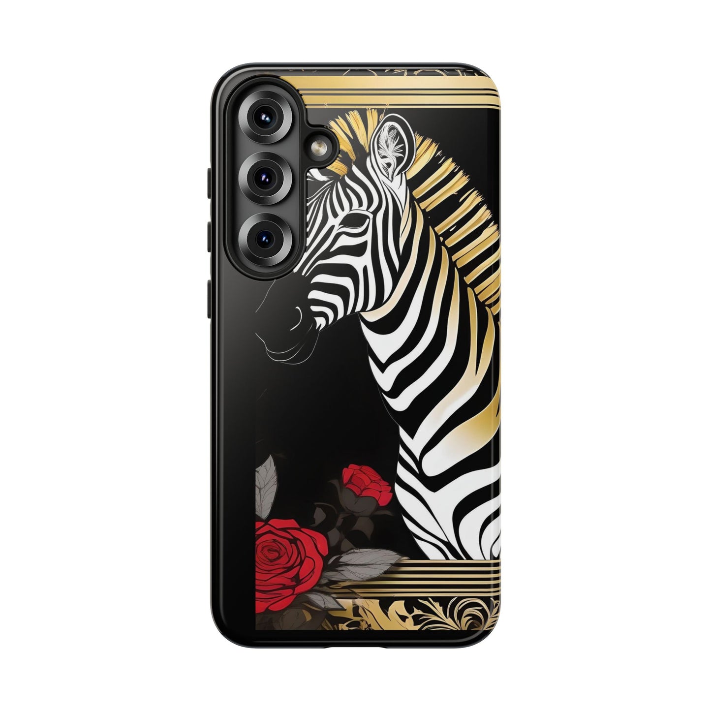 Phone Case - Elegant Zebra & Roses Design