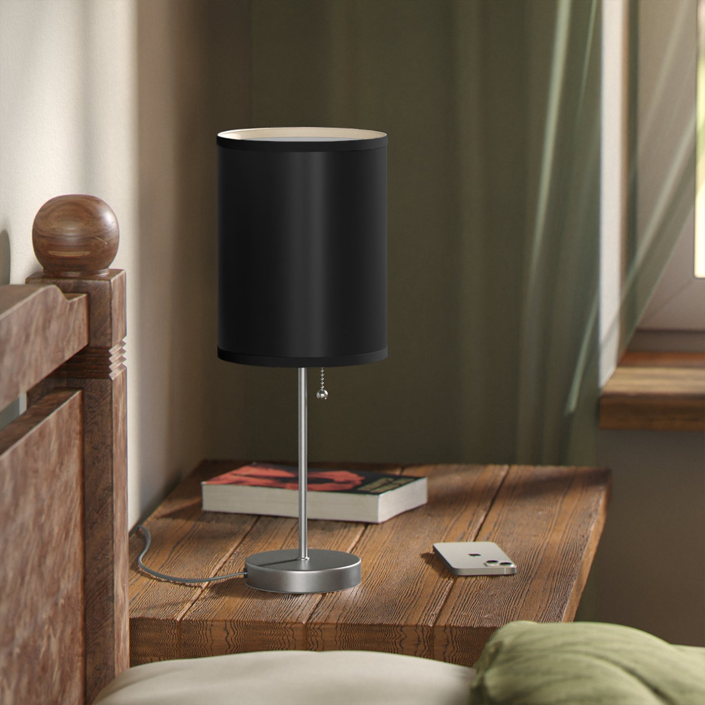 Modern Black Table Lamp, Minimalist Decor, Black Stand Lamp, Bedroom Night Light, USB Plug Lamp, Home Office Lighting