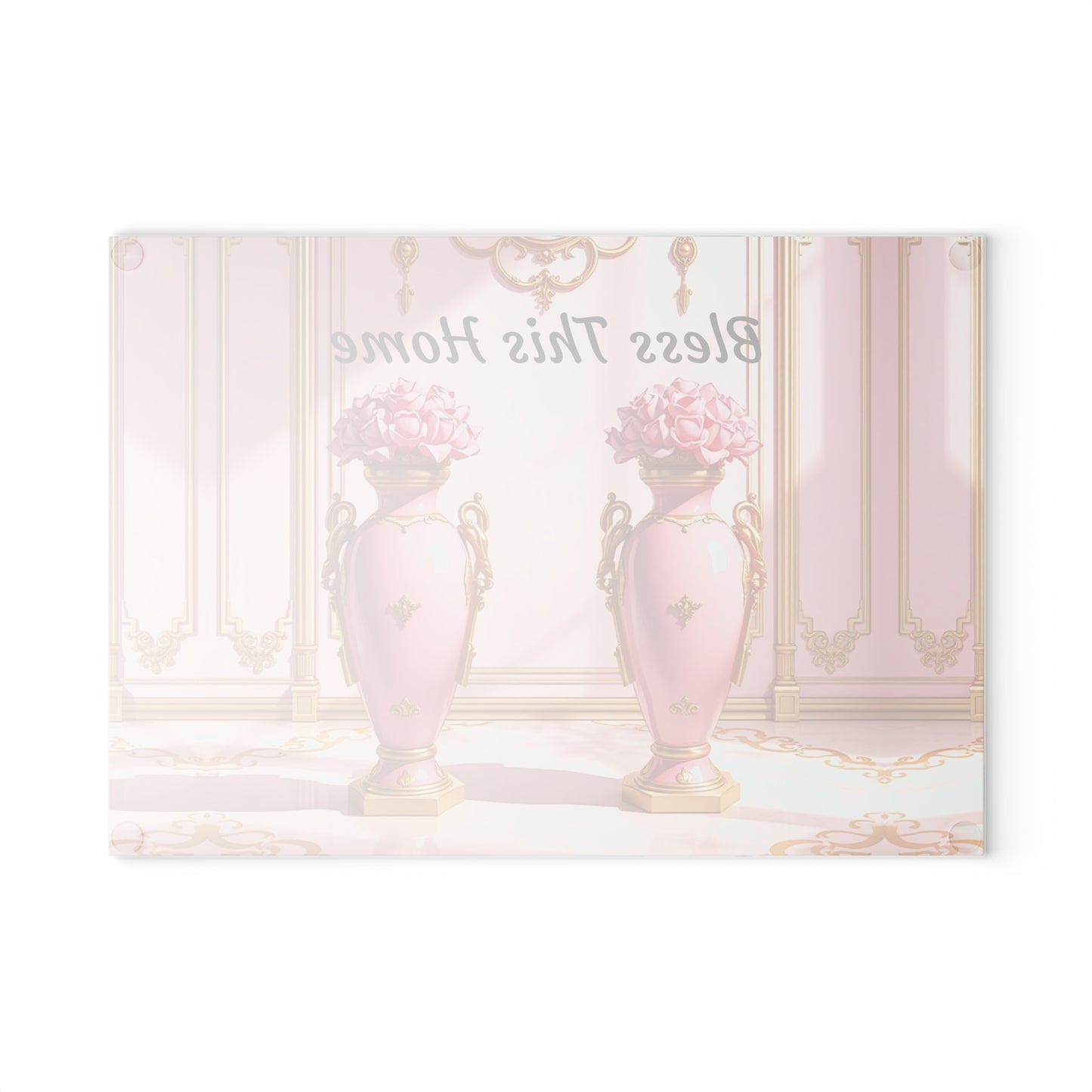 Elegant Floral Glass Cutting Board, Kitchen Décor, Wedding Gift, Home Cook's Essential, Unique Gift Idea - Bless This Home