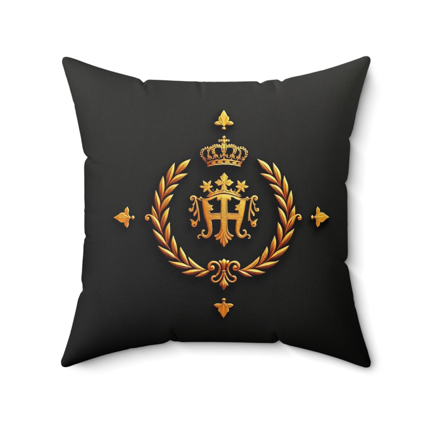 Royal Faux Suede Pillow, Elegant Home Decor, Luxury Cushion, Housewarming Gift, Personalized Accent Pillow - Gold Crest