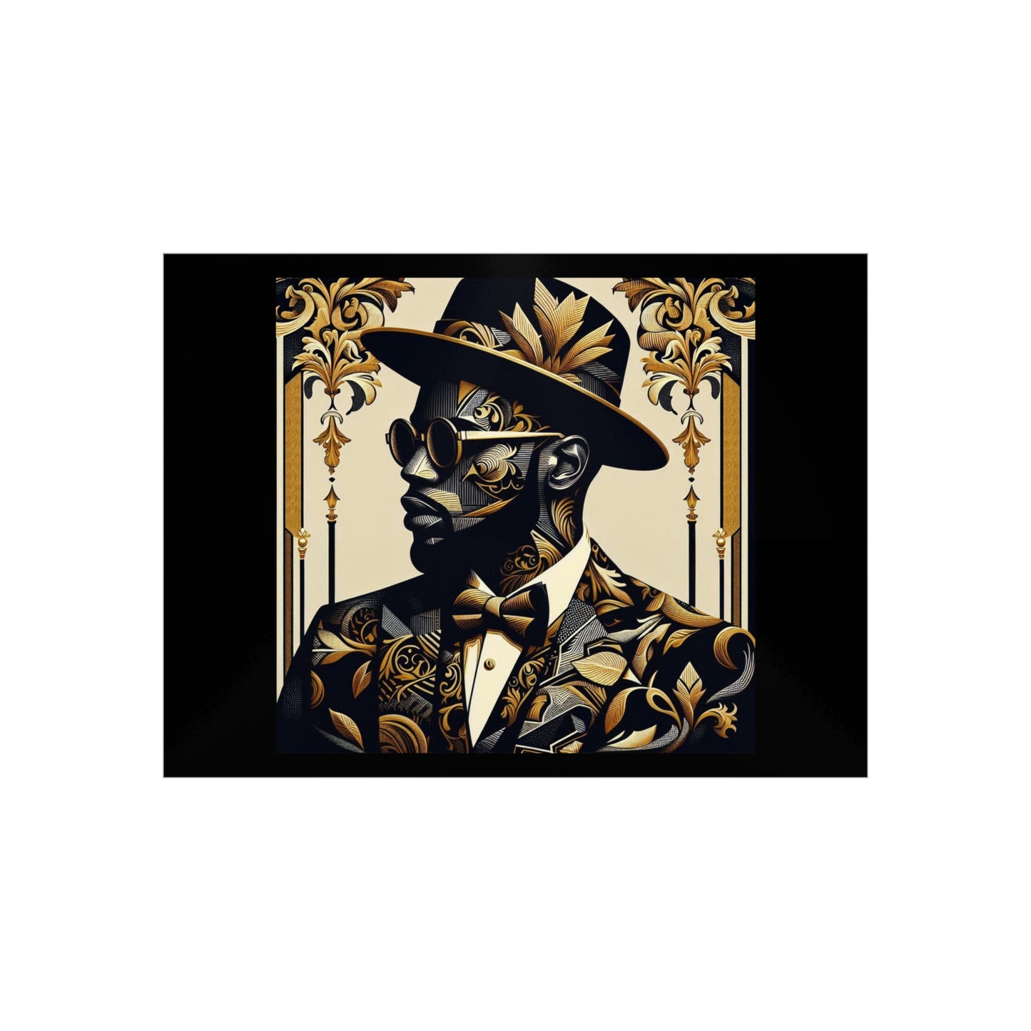 Stylish Foam Board Art, Elegant Wall Decor, Home Office Decoration, Modern Portraits, Unique Gifts for Art Lovers - Damask Man in Black & Gold