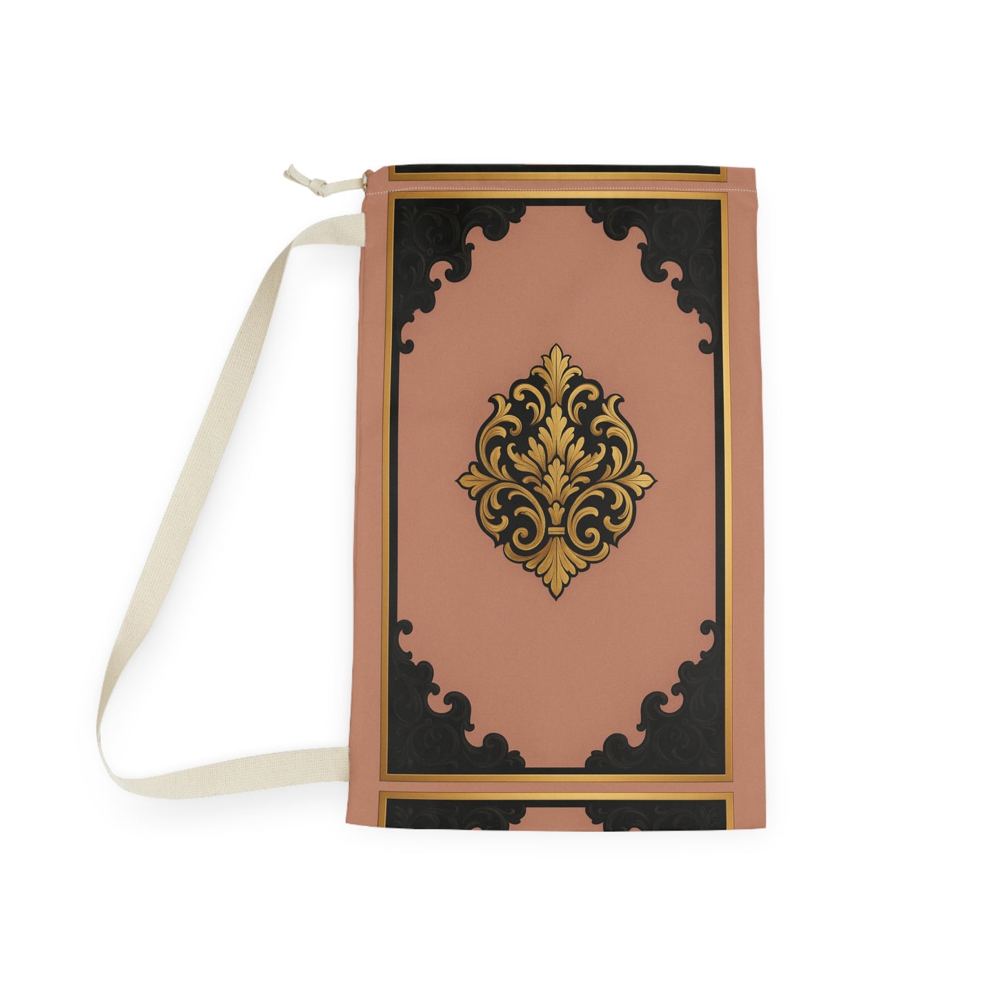 Vintage Baroque Laundry Bag — Elegant Mauve & Black-Gold Baroque Travel/Linen Organizer