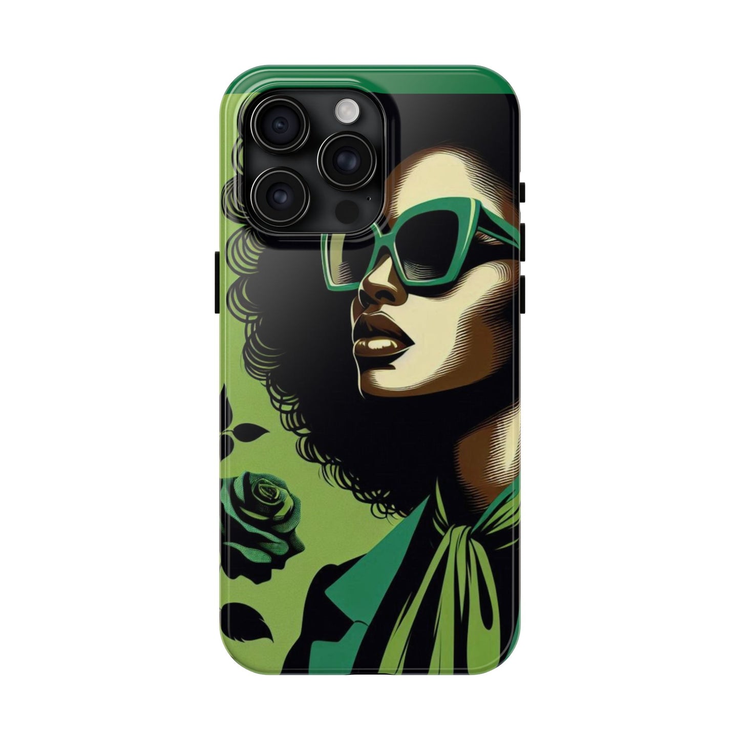 Chic Tough Phone Case | Artistic Green & Black Design | Phone Protection, Gift for Her, Stylish Accessory, Trendy Tech - Lady in Green