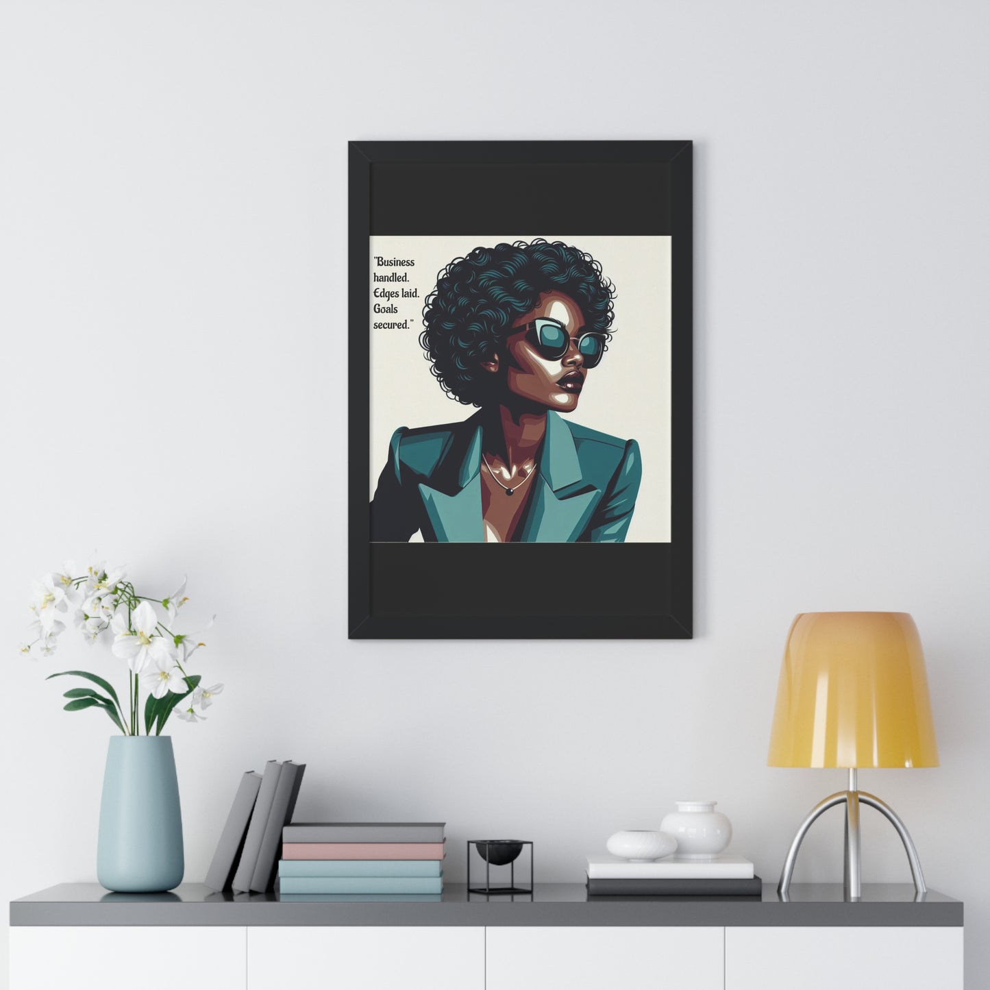 Stylish Framed Vertical Poster - Modern Art for Home Decor - "Business handled."