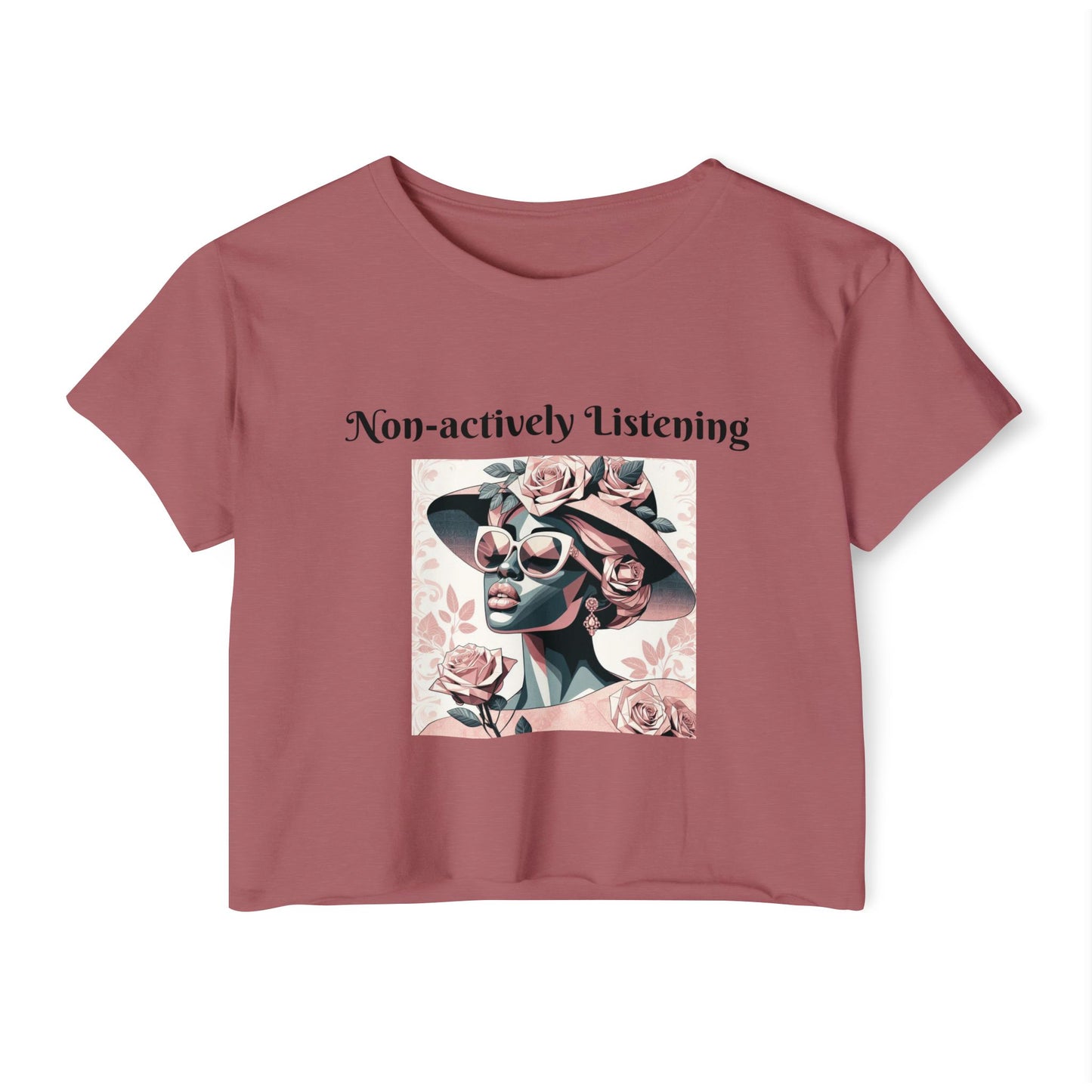Chic Women's Festival Crop Top, Non-actively Listening Tee, Summer Vibes, Music Festival Outfit, Casual Streetwear