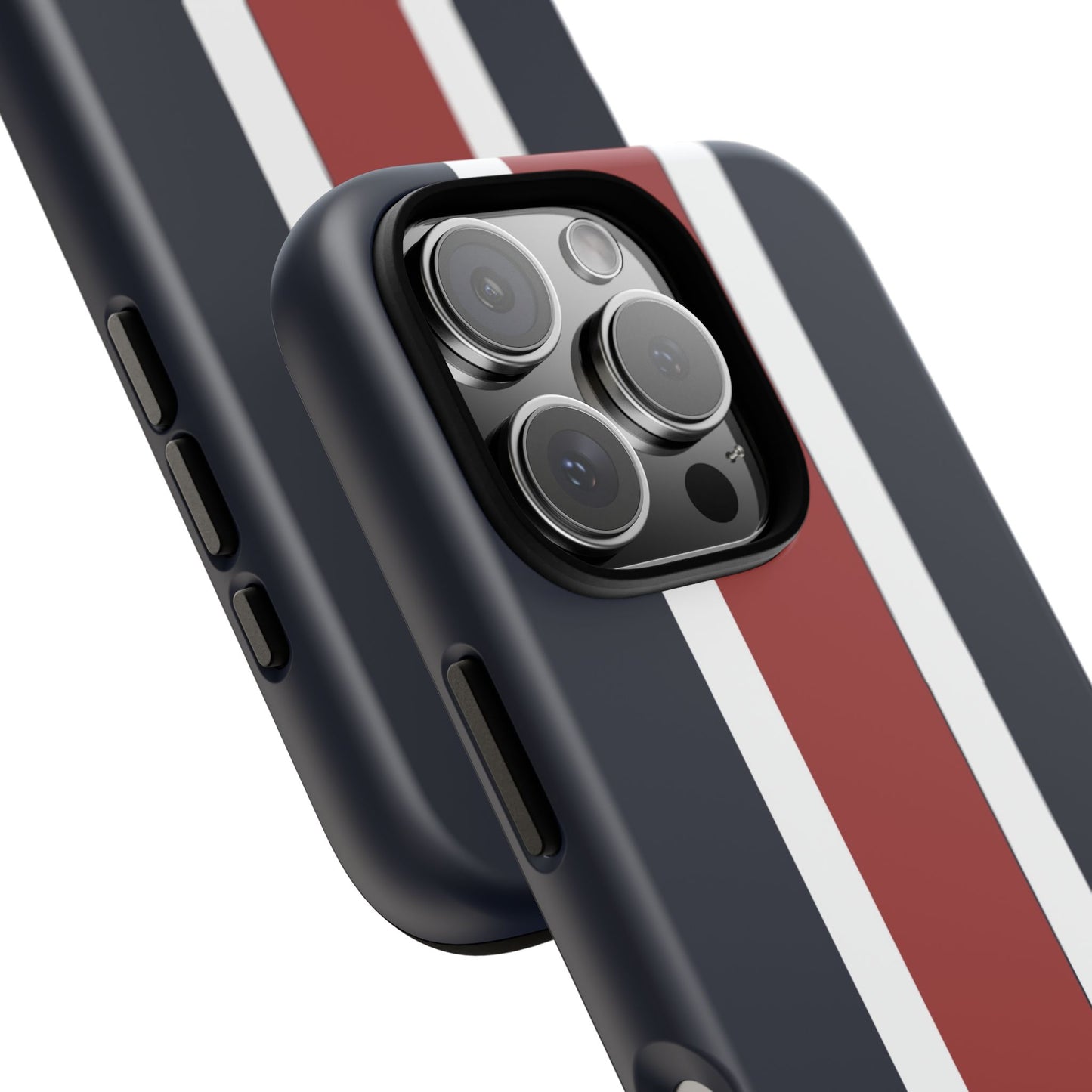 Lunar Midnight & Red-White Striped Stylish Phone Case - Tough Cases, Custom iPhone Cover, Sleek Phone Accessories, Gifts for Him/Her