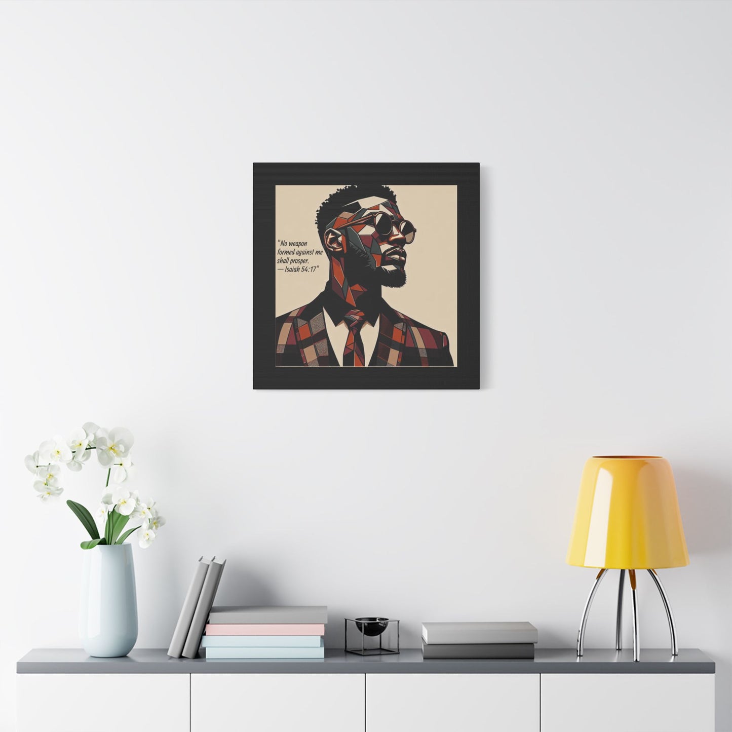 Afro Art Print Canvas, Wall Decor, Satin Stretched Canvas, African American Art, Office Decor, Home Decor - Isaiah 54:17