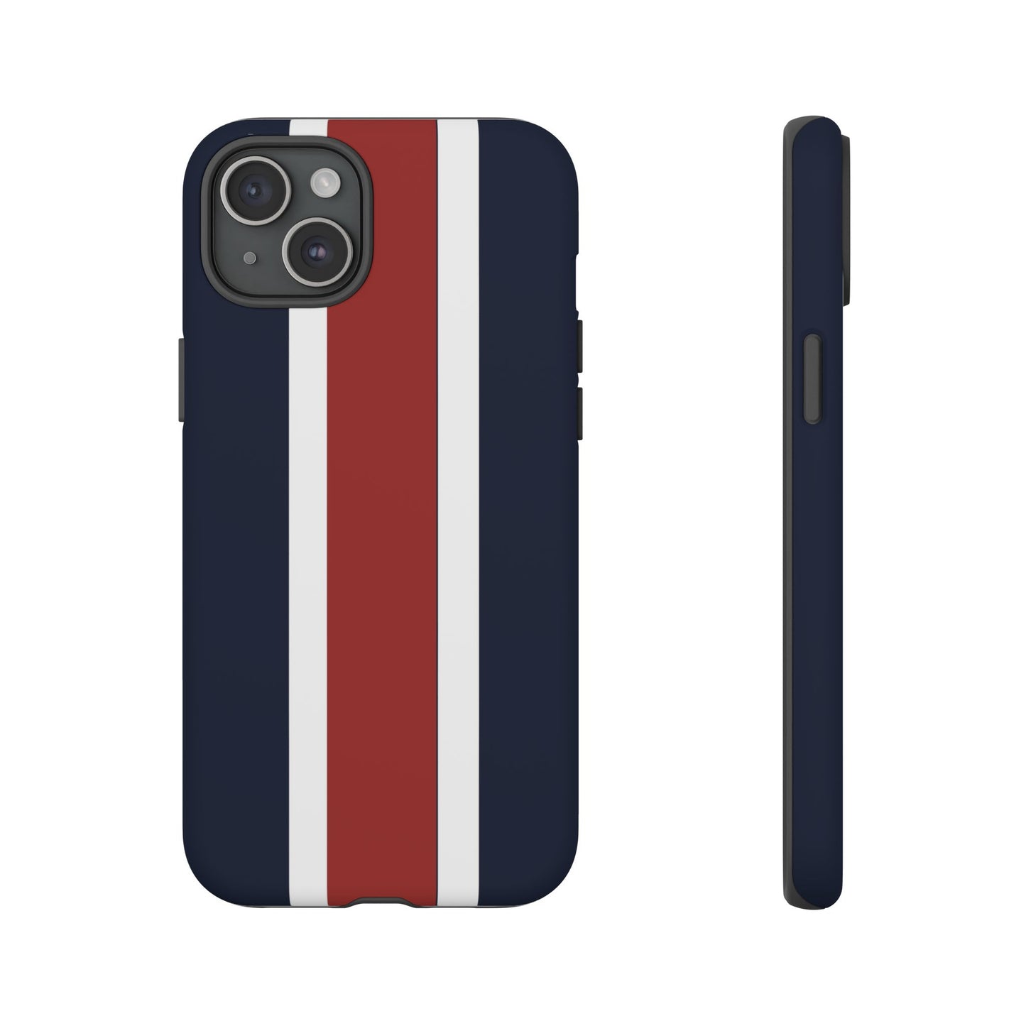 Lunar Midnight & Red-White Striped Stylish Phone Case - Tough Cases, Custom iPhone Cover, Sleek Phone Accessories, Gifts for Him/Her