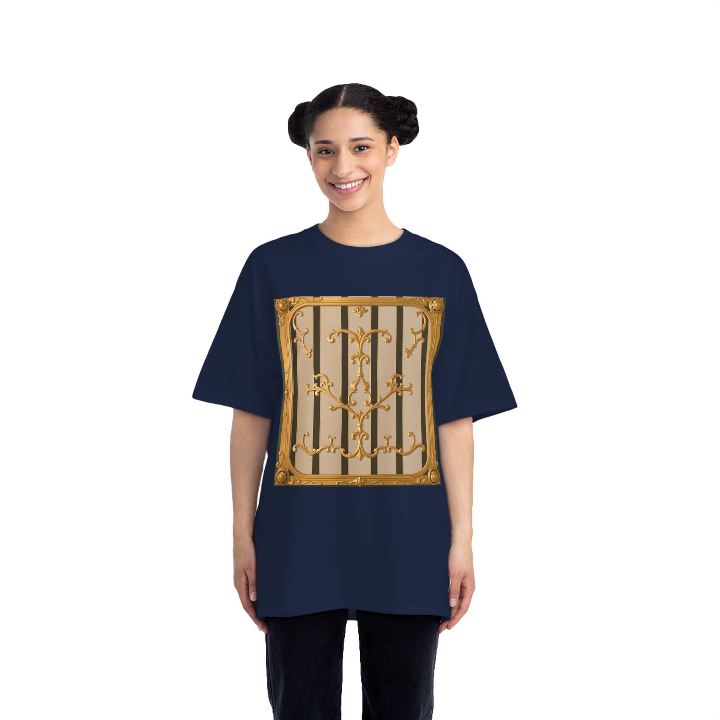 Beefy-T® Unisex Short-Sleeve T-Shirt - Beige Striped Gold Rococo