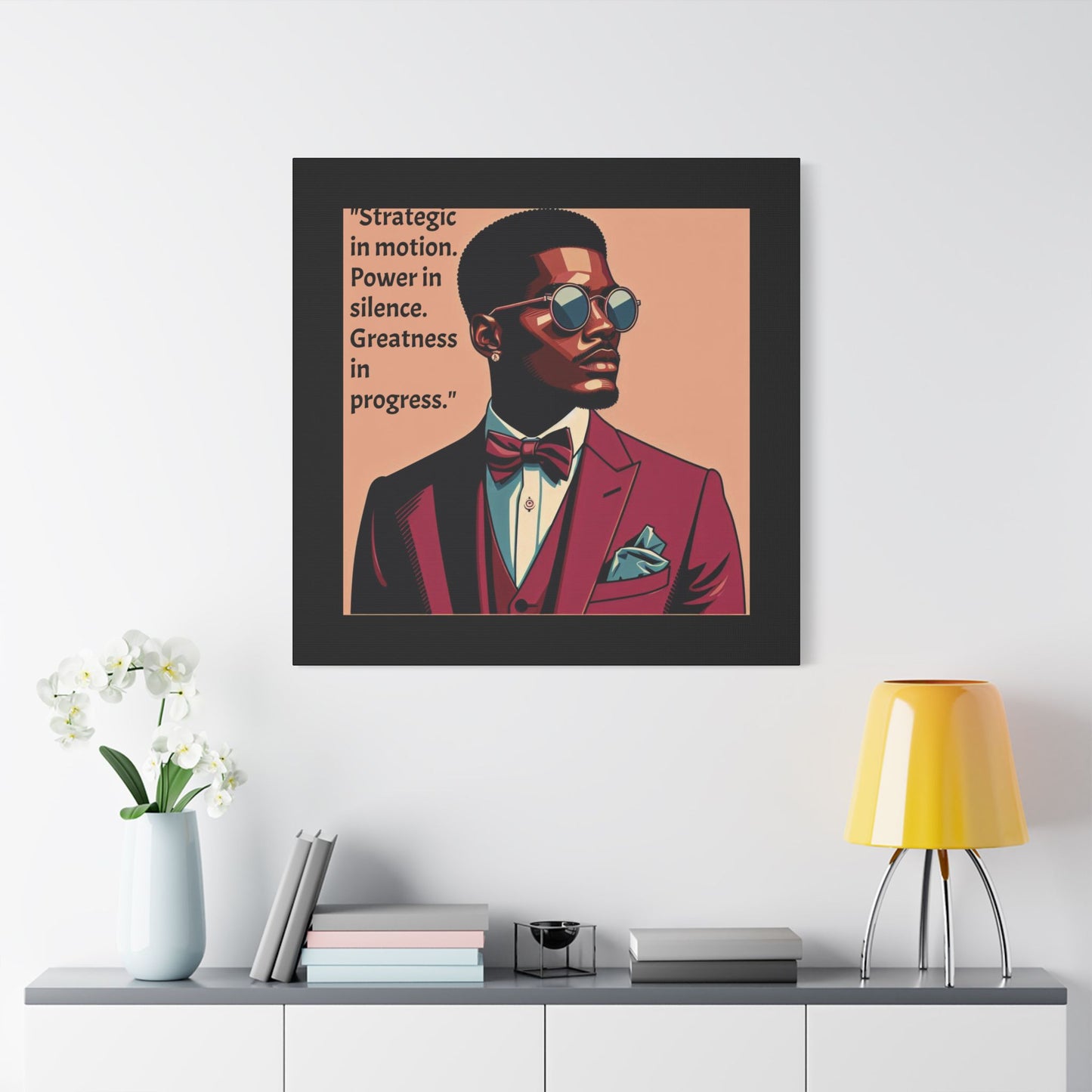 Afro Art Print Canvas, Wall Decor, Satin Stretched Canvas, African American Art, Office Decor, Home Decor - "Strategic In Motion...."