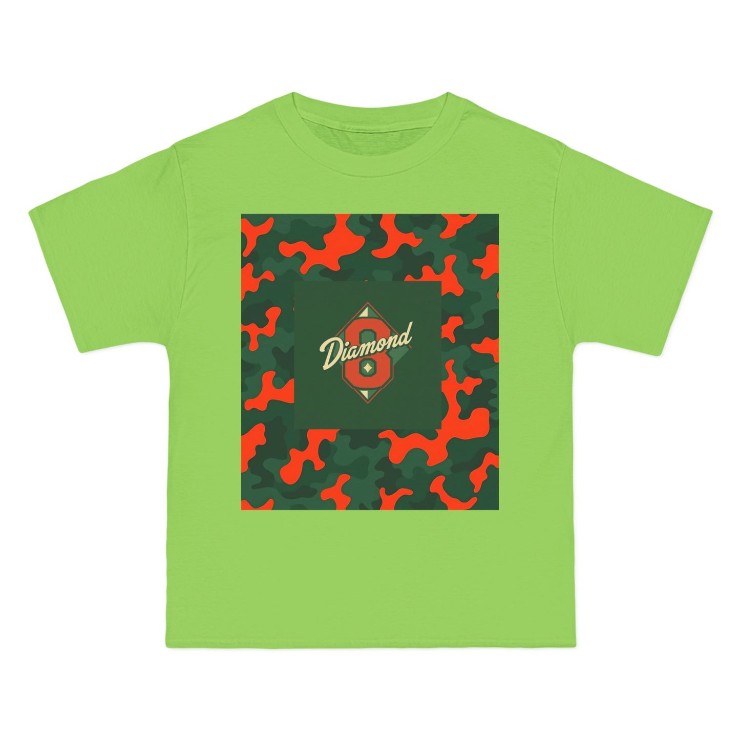 Camo Graphic Tee, Unisex, Trendy Streetwear, Stylish Summer Top, Perfect for Casual Outings - Green & Orange Camo Diamond 8