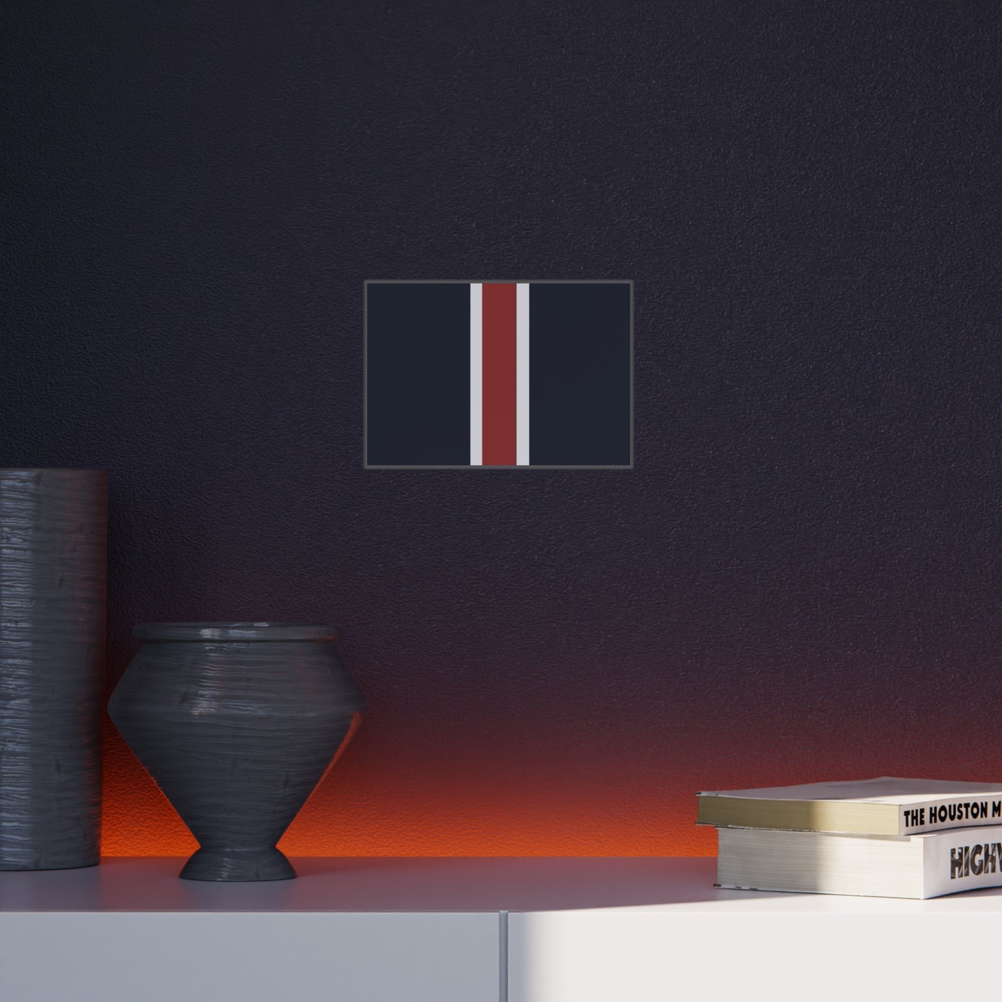Lunar Midnight & Red-White Striped Stylish Foam Board Decor, Modern Wall Art, Home Office Decoration, Customizable Display Board