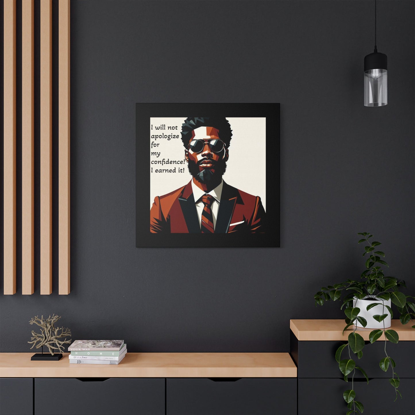 Afro Art Print Canvas, Wall Decor, Satin Stretched Canvas, African American Art, Office Decor, Home Decor - Confident Man In Suit