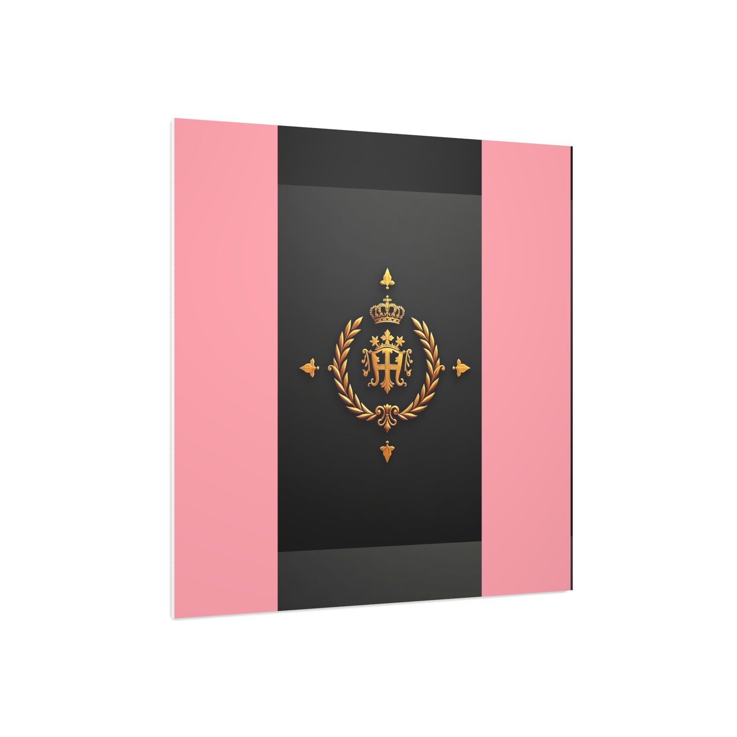 Elegant Wall Art Foam Board, Luxurious Home Decor, Modern Design Display, Stylish Room Accent, Office Decor, Unique Gift - Pink Striped Gold Crest