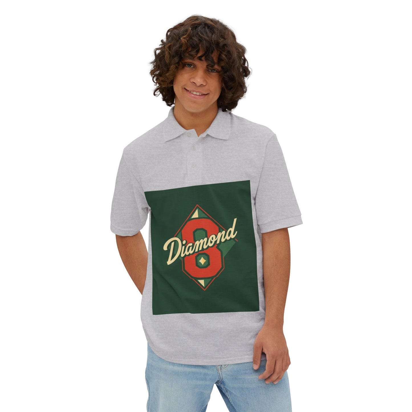 Vintage Baseball Diamond Polo Shirt, Men's Golf Shirt, Casual Summer Polo - Diamond 8