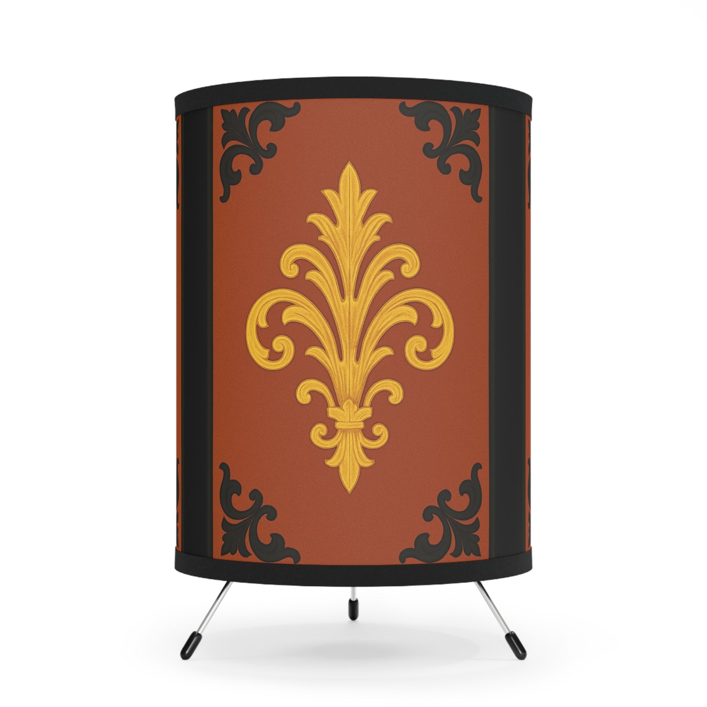 Dusk Terracotta Baroque Table Lamp — Vintage Printed Shade
