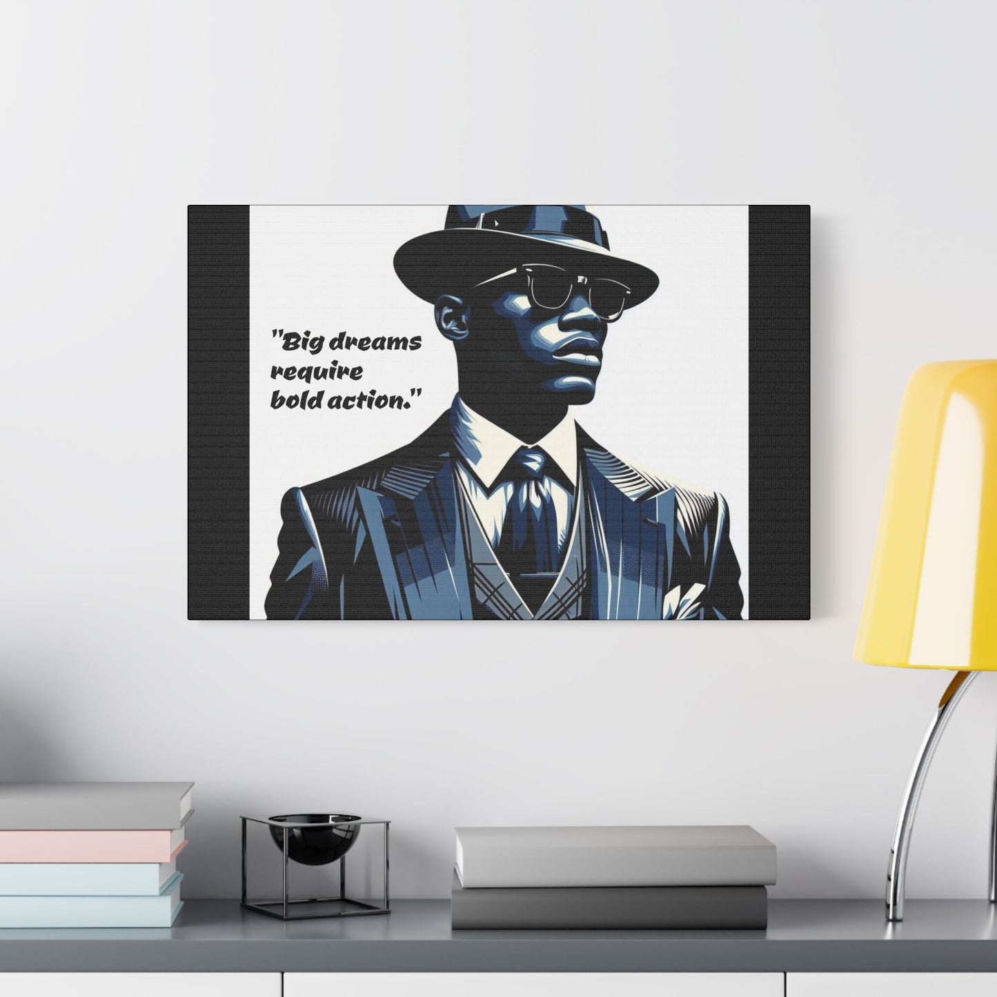 Afro Art Print Canvas, Wall Decor, Satin Stretched Canvas, African American Art, Office Decor, Home Decor - "Big dreams require bold action."