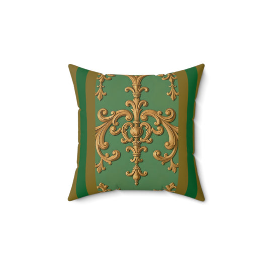 Elegant Vintage Luxurious Decorative Pillow, Home Decor, Couch Accent, Wedding Gift, Interior Design, Vintage Style - Olive Green Striped Rococo
