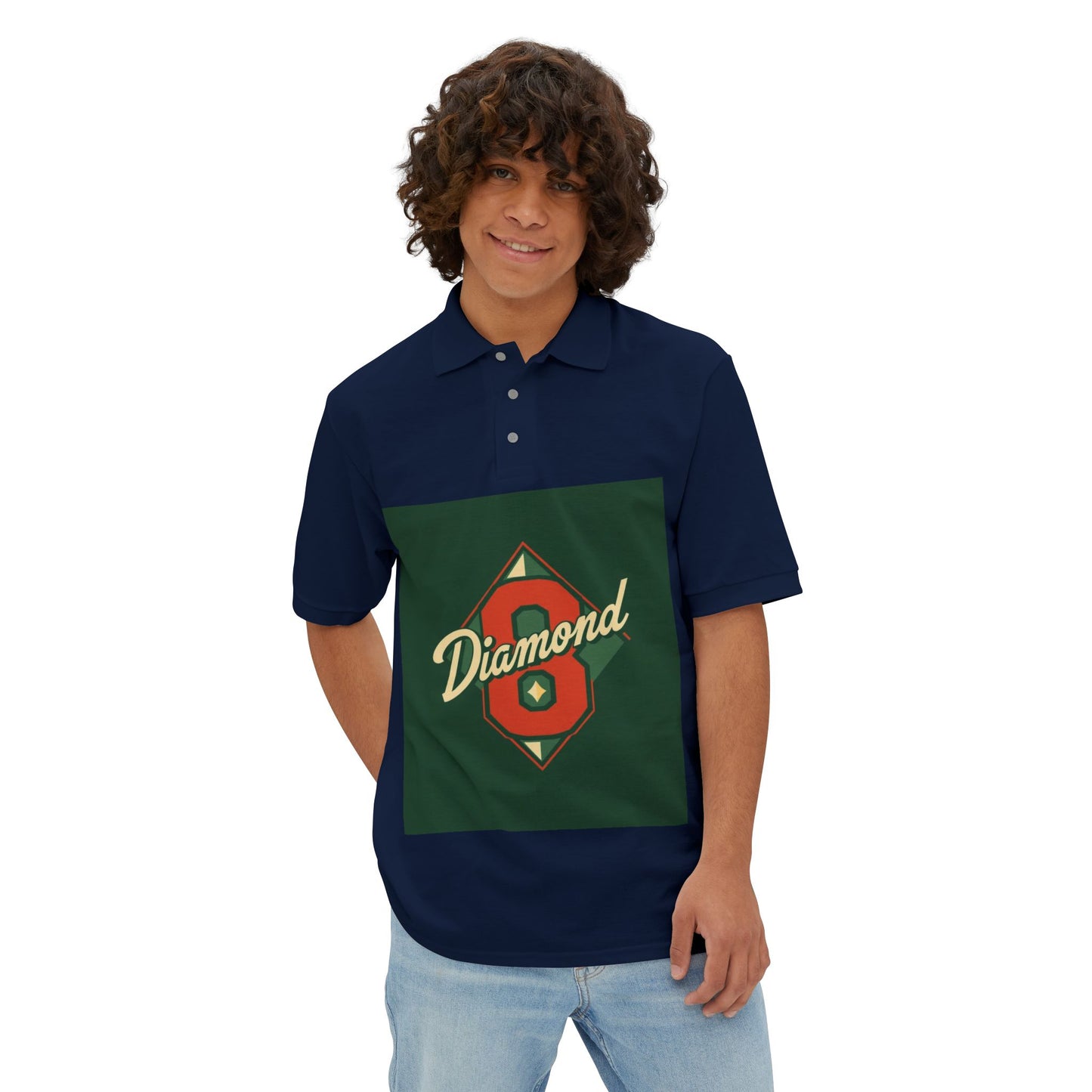 Vintage Baseball Diamond Polo Shirt, Men's Golf Shirt, Casual Summer Polo - Diamond 8