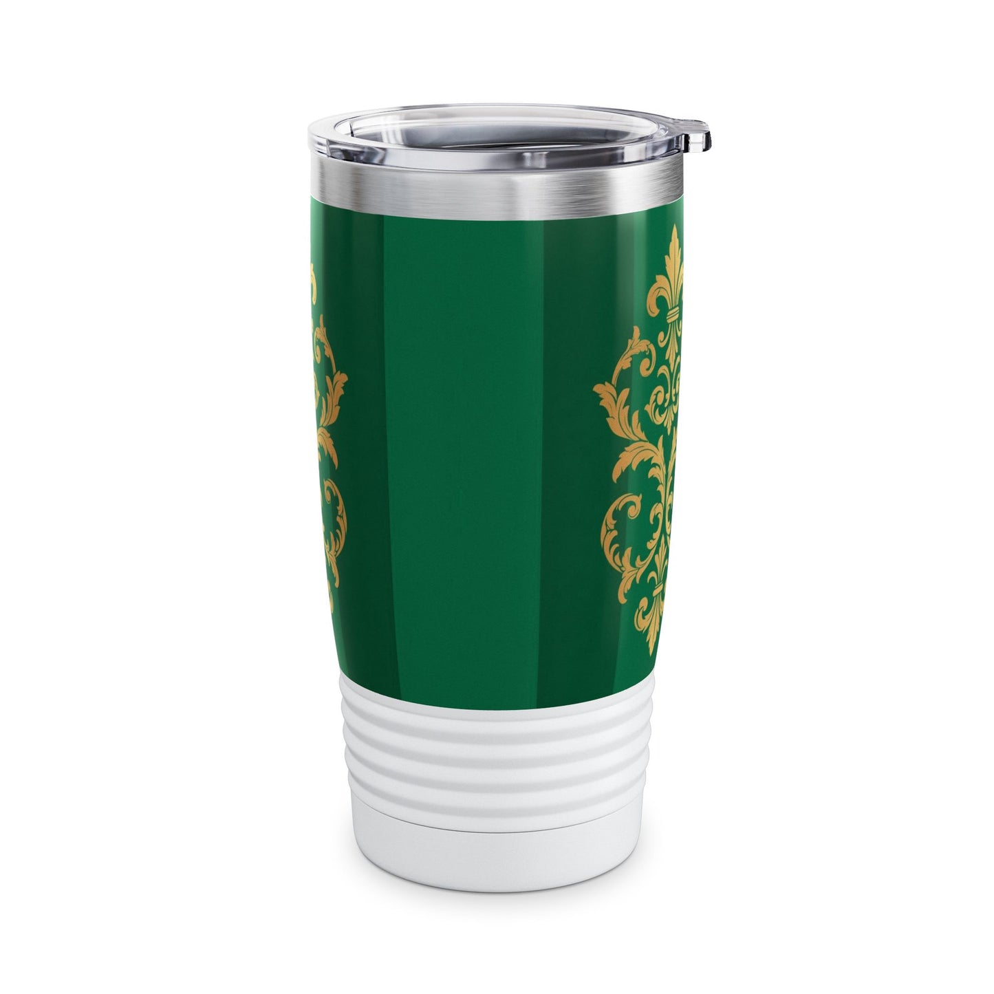 Green Striped Gold Baroque 20oz Tumbler — Elegant Insulated Travel Cup