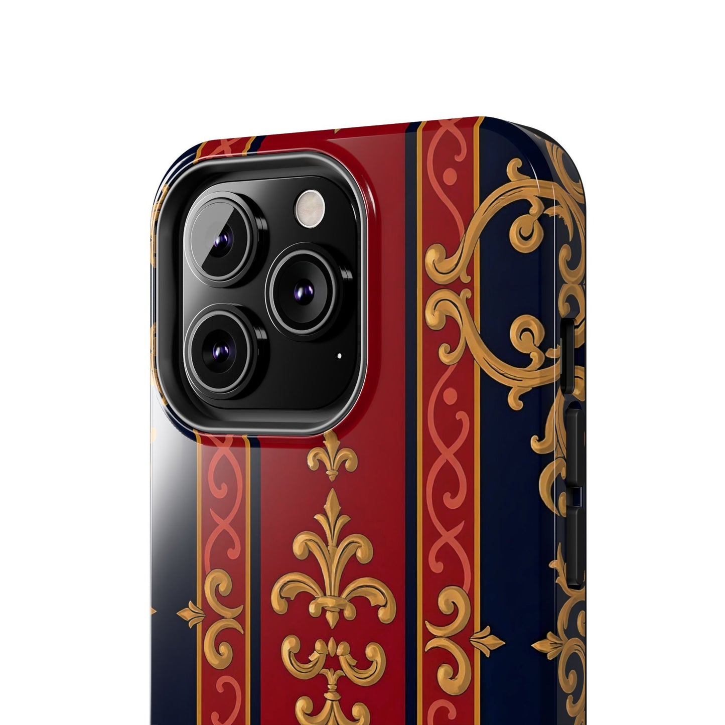 Elegant Vintage Phone Cases, Tough Phone Cover, Stylish Cell Phone Accessories, Durable Phone Protection - Midnight Blue & Dusk Red Gold Baroque