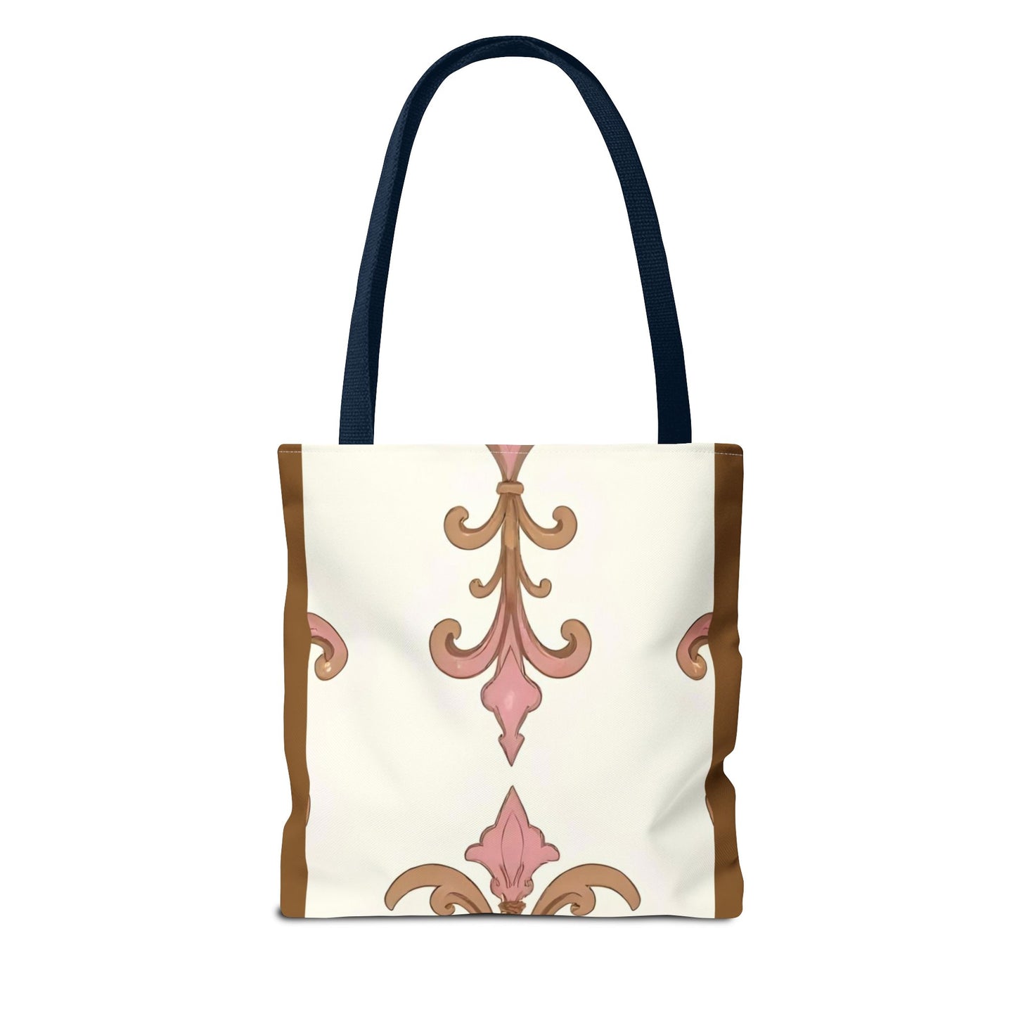 Elegant Floral Tote Bag - Perfect for Everyday Use, Shopping, Gifts, Summer Outings, and Special Occasions - Brown Striped Pink Arabesque