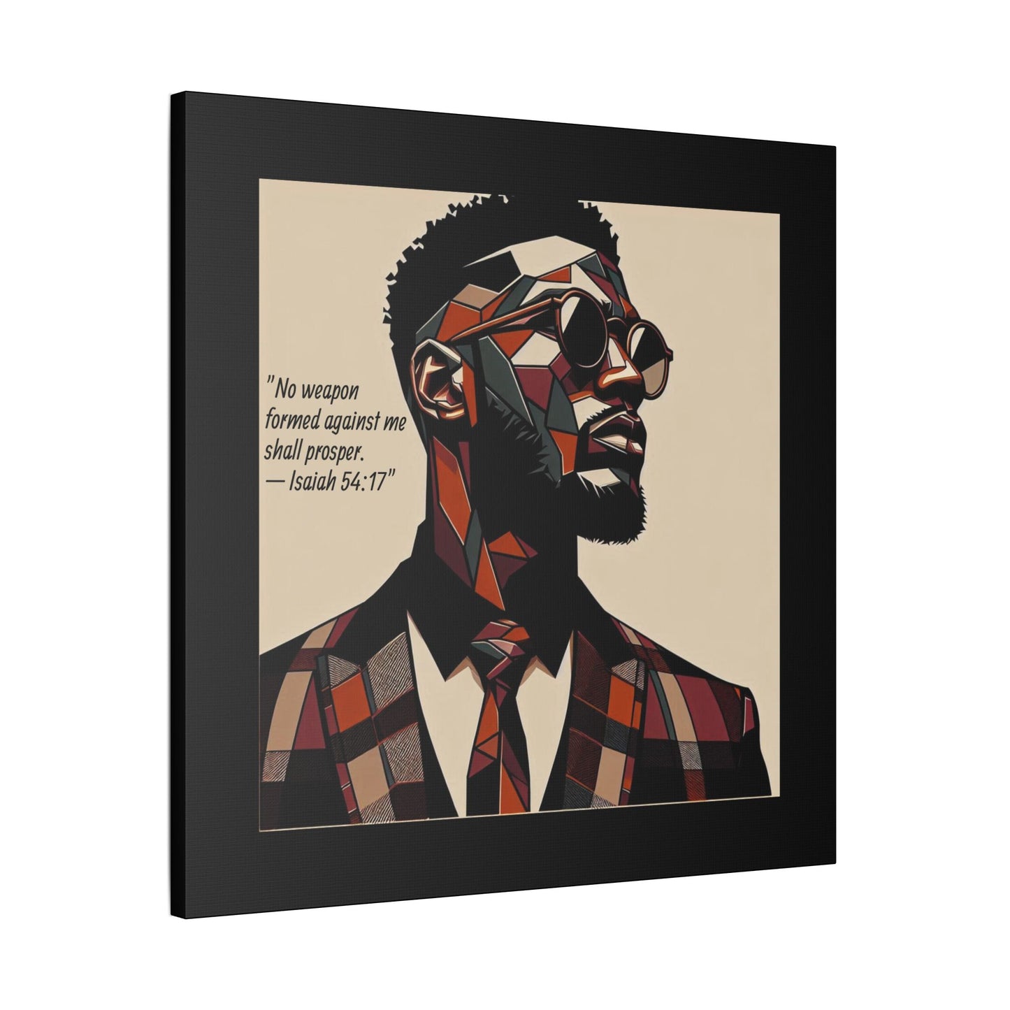 Afro Art Print Canvas, Wall Decor, Satin Stretched Canvas, African American Art, Office Decor, Home Decor - Isaiah 54:17