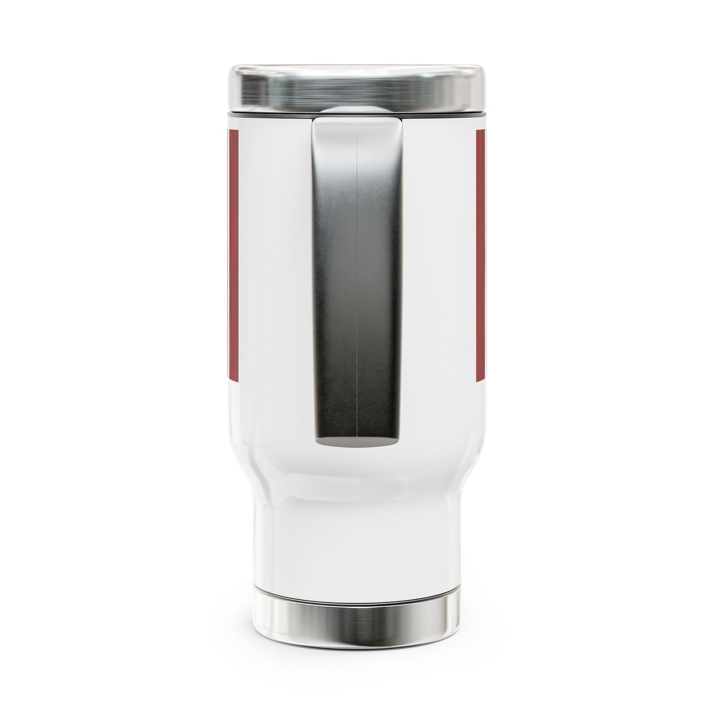 Lunar Midnight & Red-White Striped Stainless Steel Travel Mug with Handle, 14oz