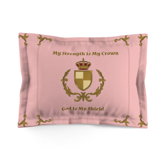 Crest & Crown Spiritual Quote Empowerment Pillow Sham - My Strength Is My Crown, Home Decor, Bedroom Accent, Gift for Her, Comfort Gift