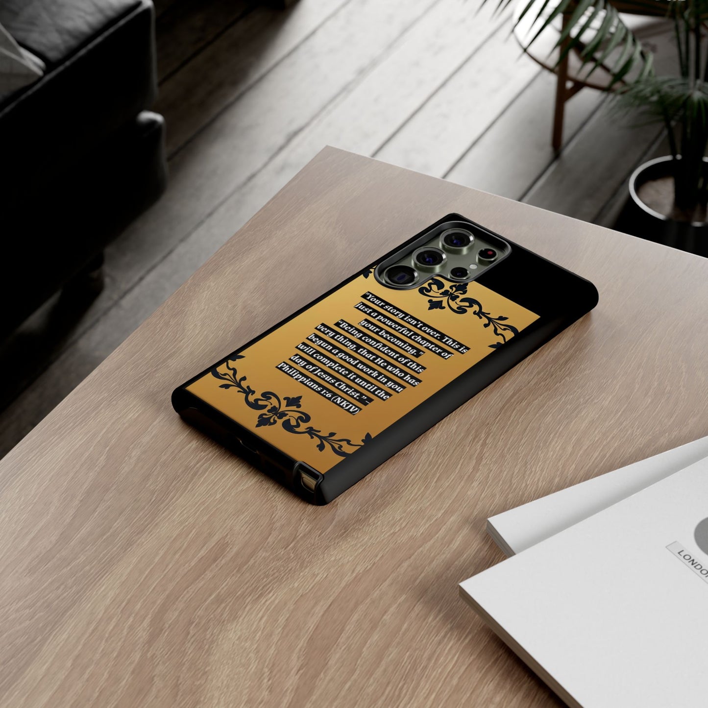 Elegant Floral Motif Phone Case - Tough Cases with Vintage Design - "Your story isn't over"