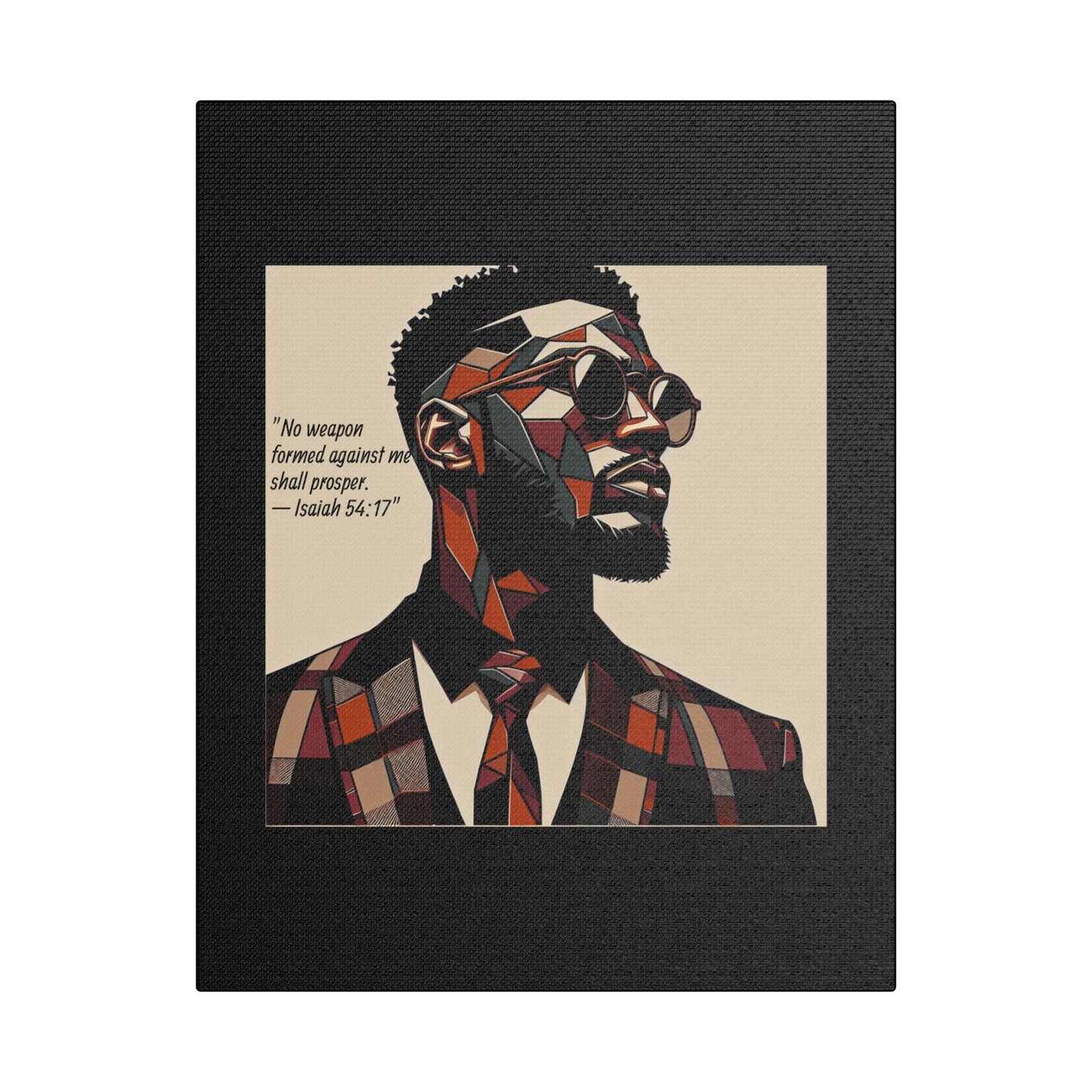 Afro Art Print Canvas, Wall Decor, Satin Stretched Canvas, African American Art, Office Decor, Home Decor - Isaiah 54:17