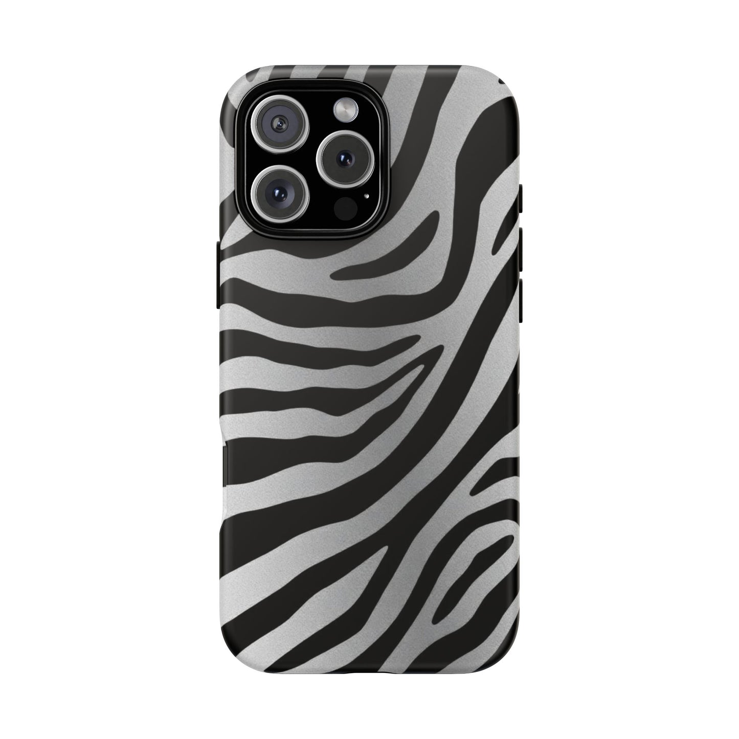 Zebra Print Tough Phone Case - Silver