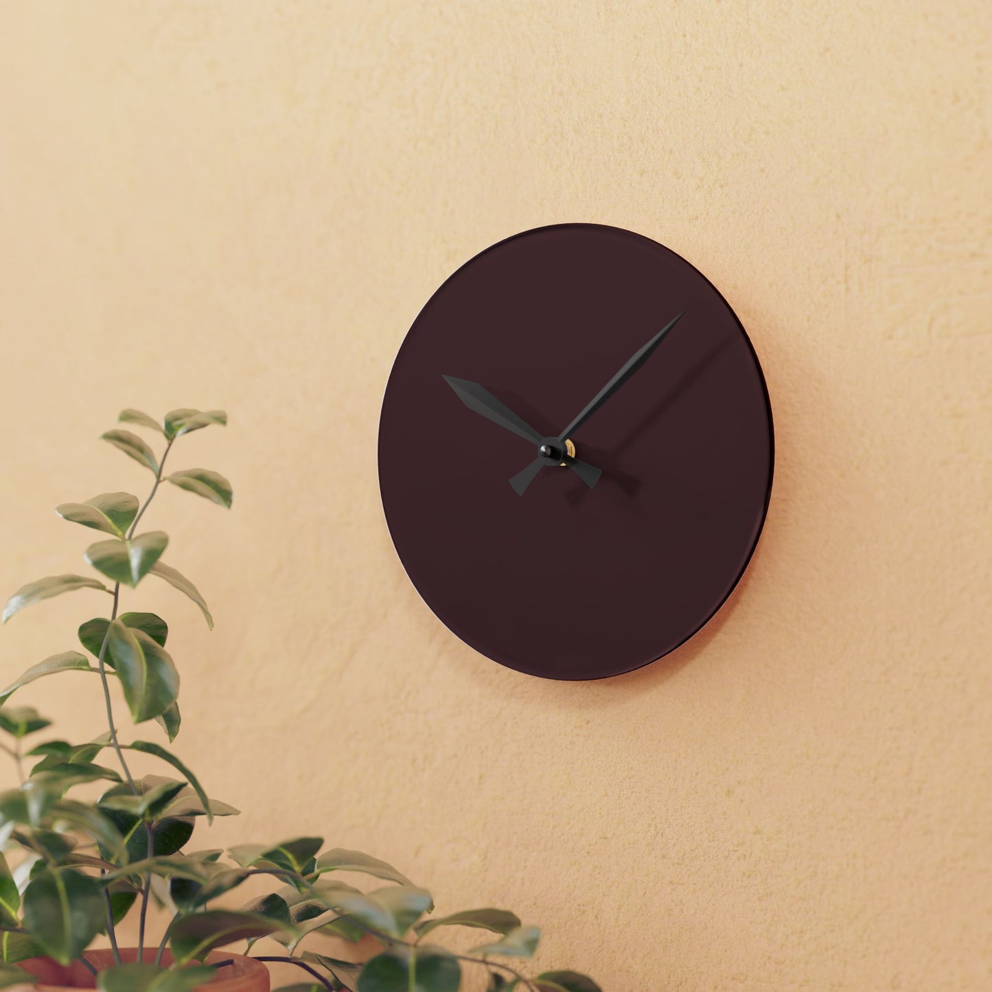 Elegant Brown Merlot Acrylic Wall Clock for Modern Decor, Minimalist Timepiece, Unique Gift for Home, Office Wall Decoration, Smart Design