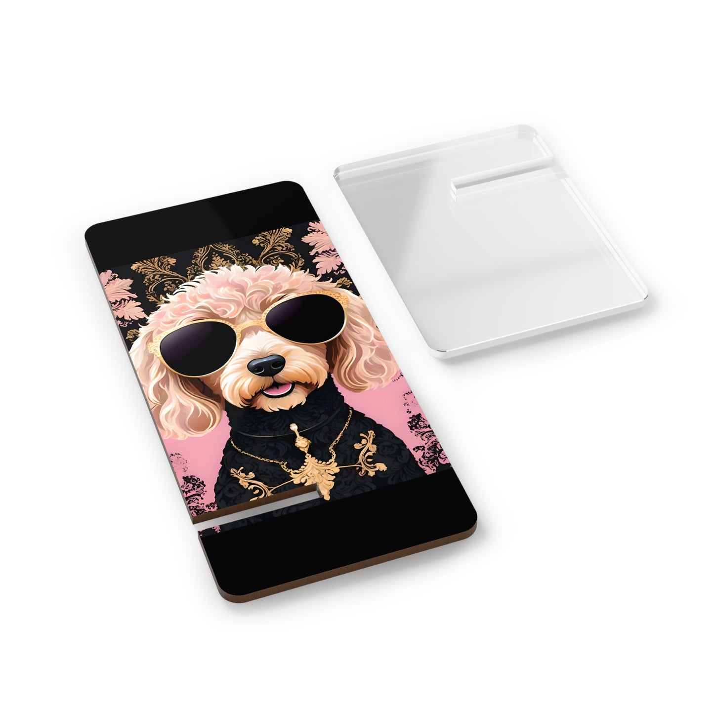 Elegant Floral Smartphone Display Stand - Golden Doodle In Sunglasses Decorative Holder