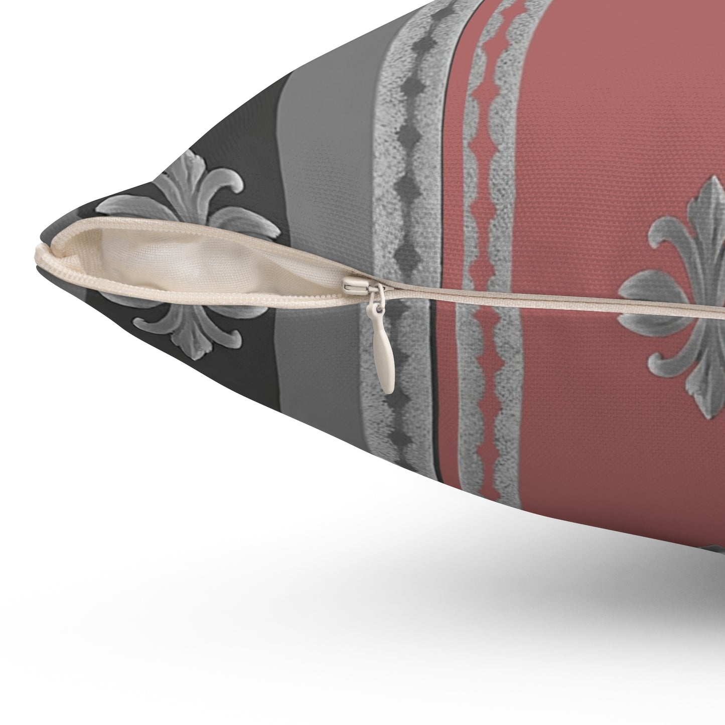 Elegant Floral Design Pillow, Decorative Cushion for Home, Luxury Throw Pillow, Gift for Her, Sofa Accent - Gray & Mauve Striped Baroque