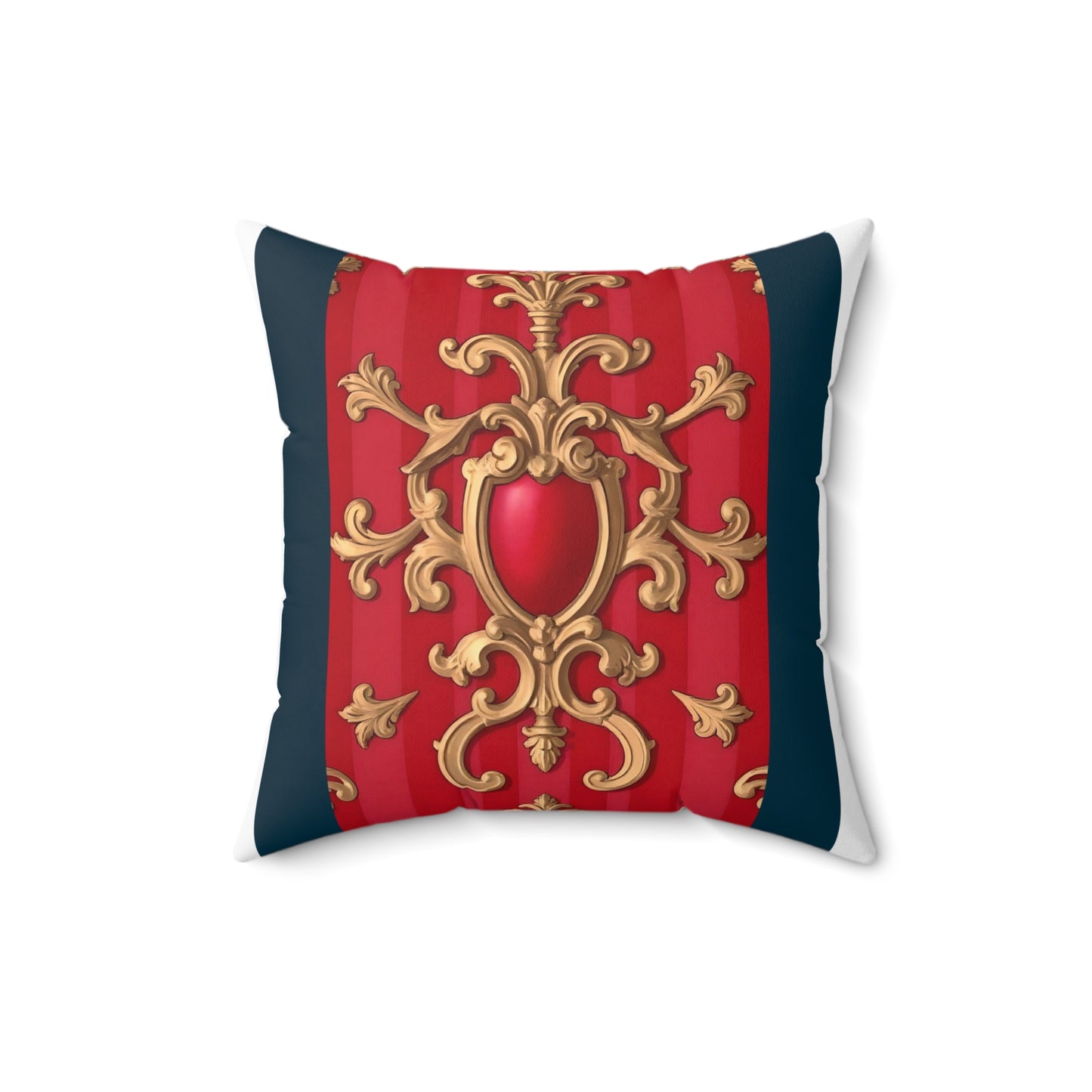 Regal Decorative Pillow - Elegant Home Decor, Luxury Cushion, Statement Pillow, Gift for Homeowners - Blue, Red & White Striped Baroque