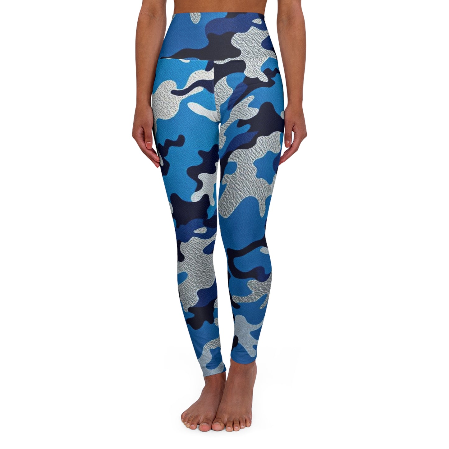 Camo High Waisted Yoga Leggings, Comfortable Activewear for Fitness, Stylish Workout Gear, Perfect for Yoga and Gym - Blue Camo
