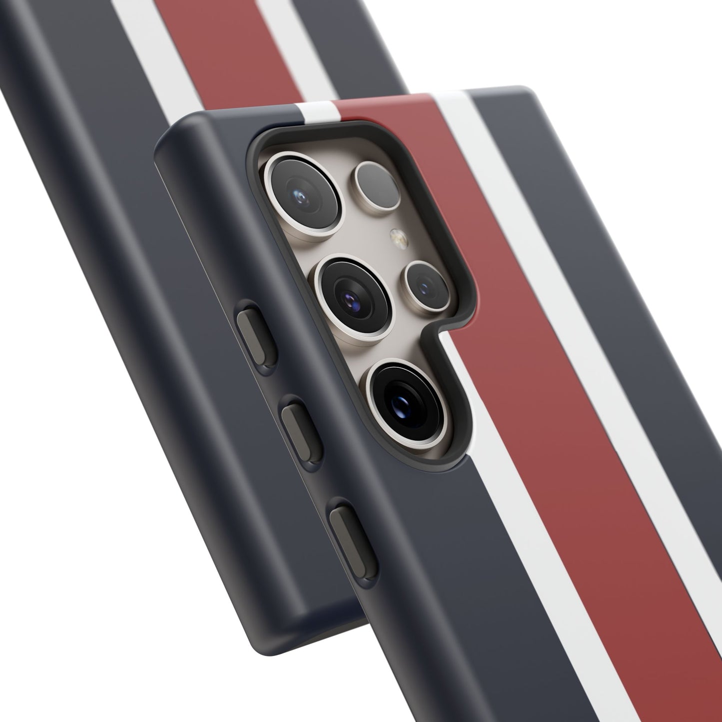 Lunar Midnight & Red-White Striped Stylish Phone Case - Tough Cases, Custom iPhone Cover, Sleek Phone Accessories, Gifts for Him/Her