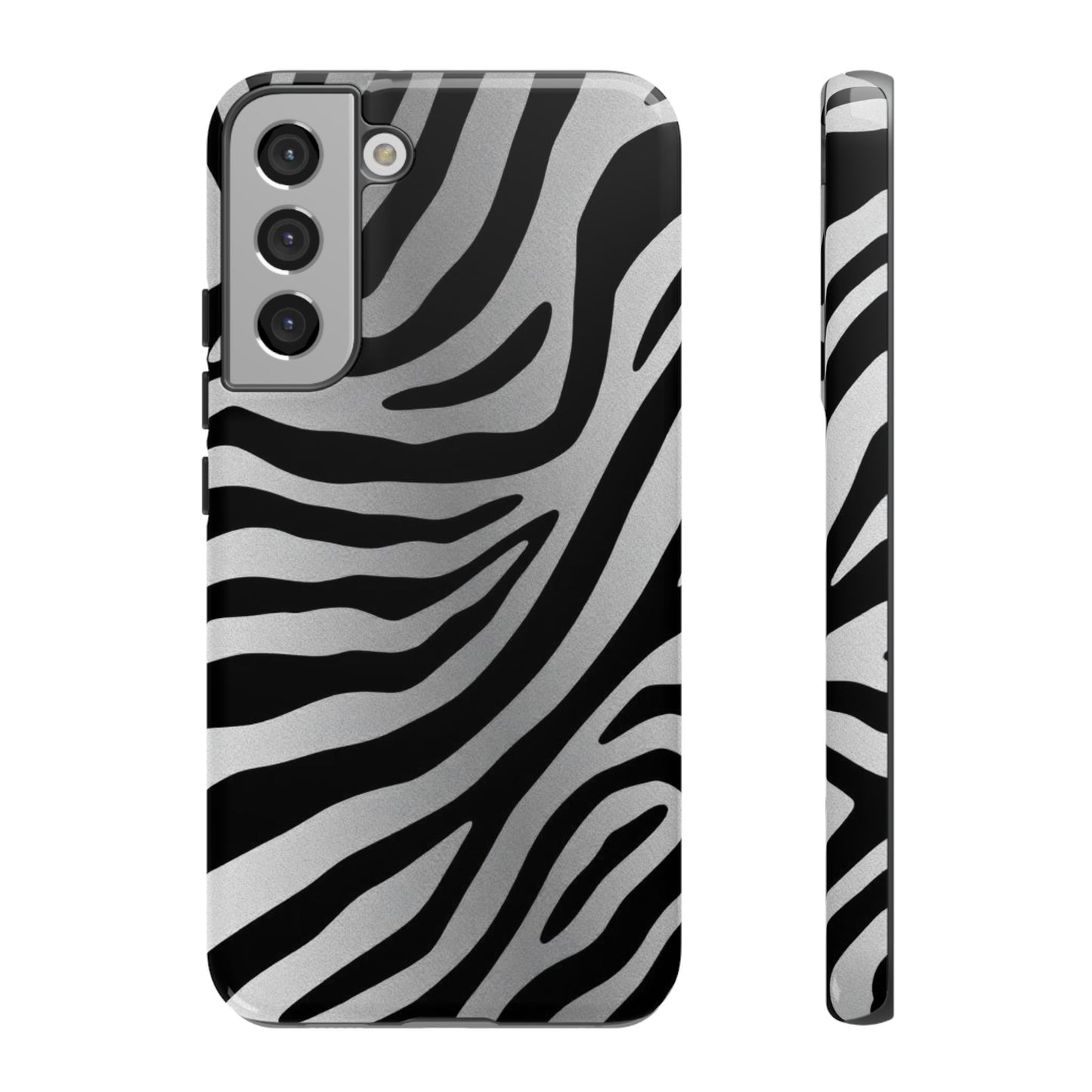 Zebra Print Tough Phone Case - Silver